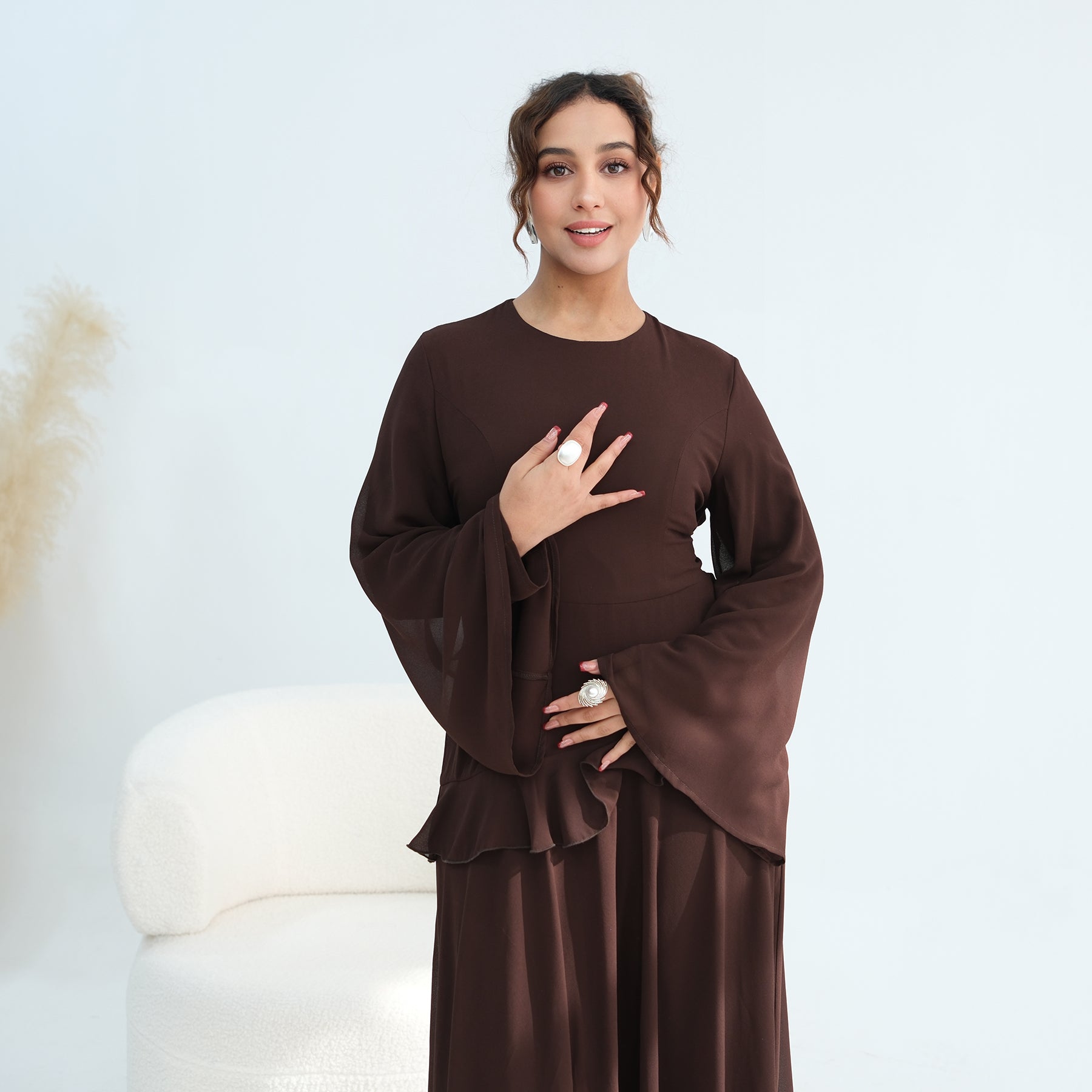 Real photo, directly exported, European and American cross-border dress with a fitted waist and double-layer fabric, style 1145