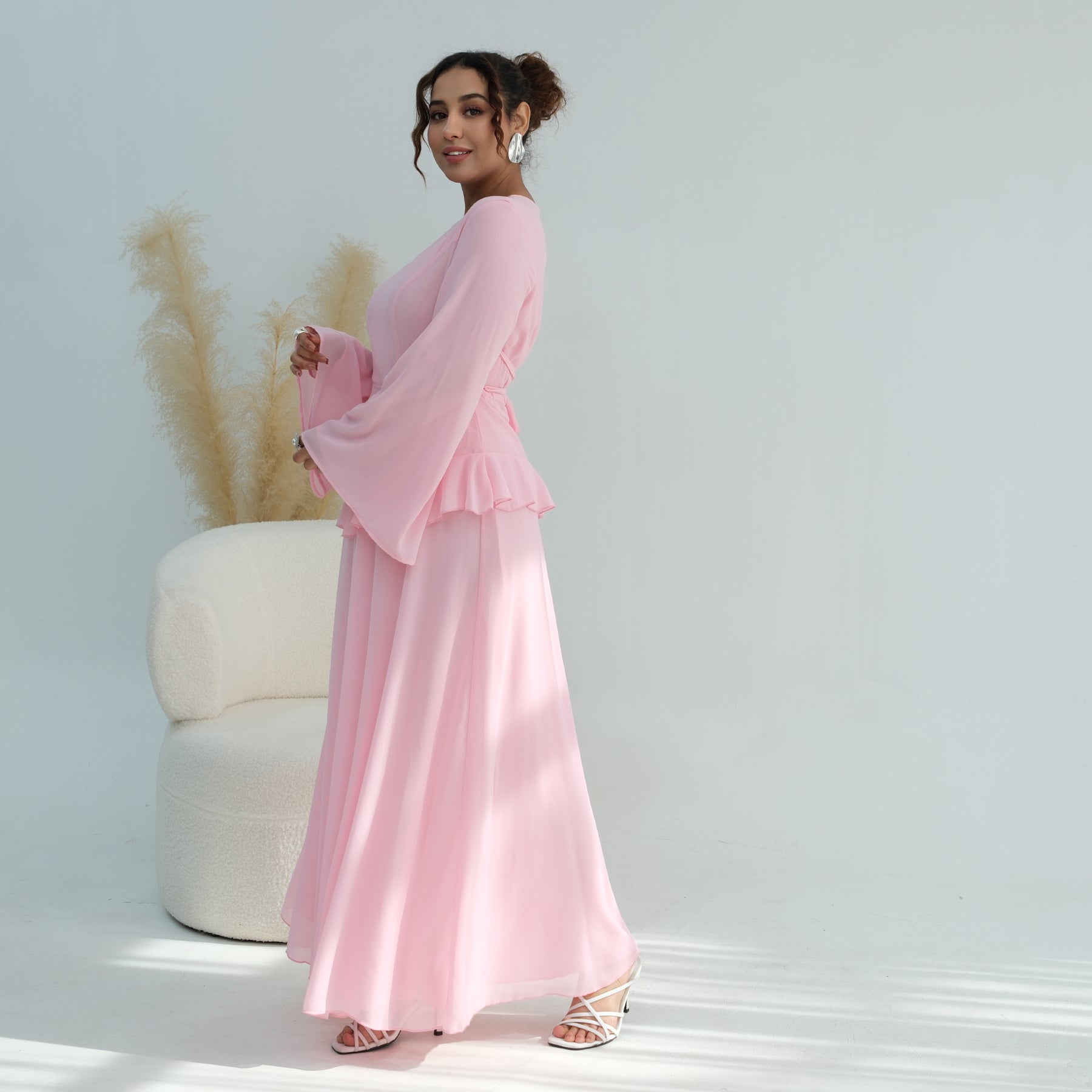 Real photo, directly exported, European and American cross-border dress with a fitted waist and double-layer fabric, style 1145
