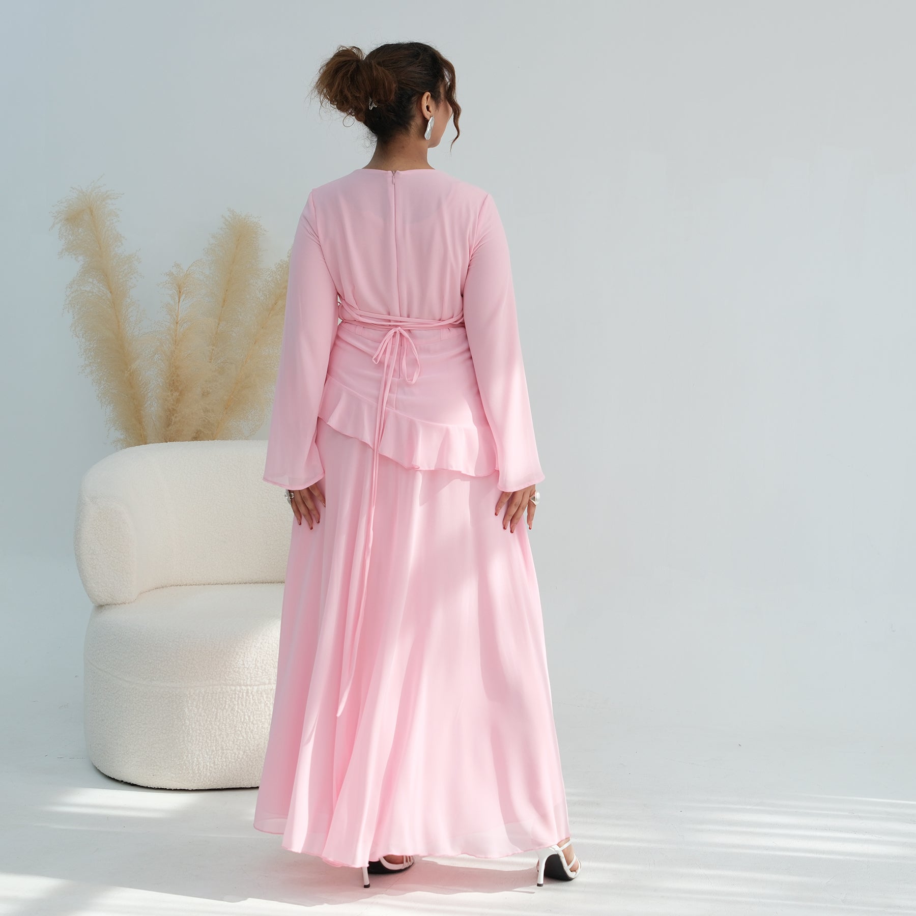 Real photo, directly exported, European and American cross-border dress with a fitted waist and double-layer fabric, style 1145