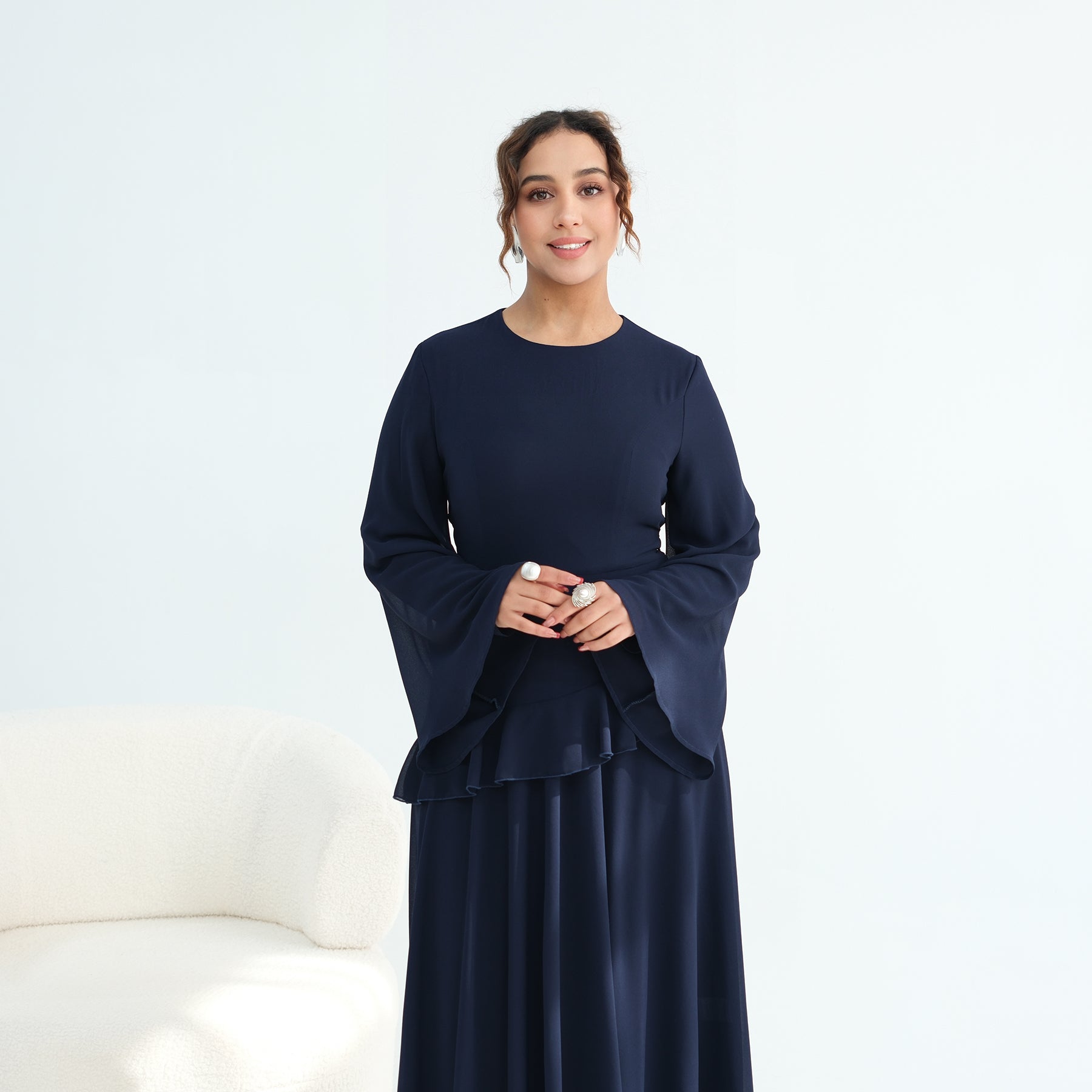 Real photo, directly exported, European and American cross-border dress with a fitted waist and double-layer fabric, style 1145