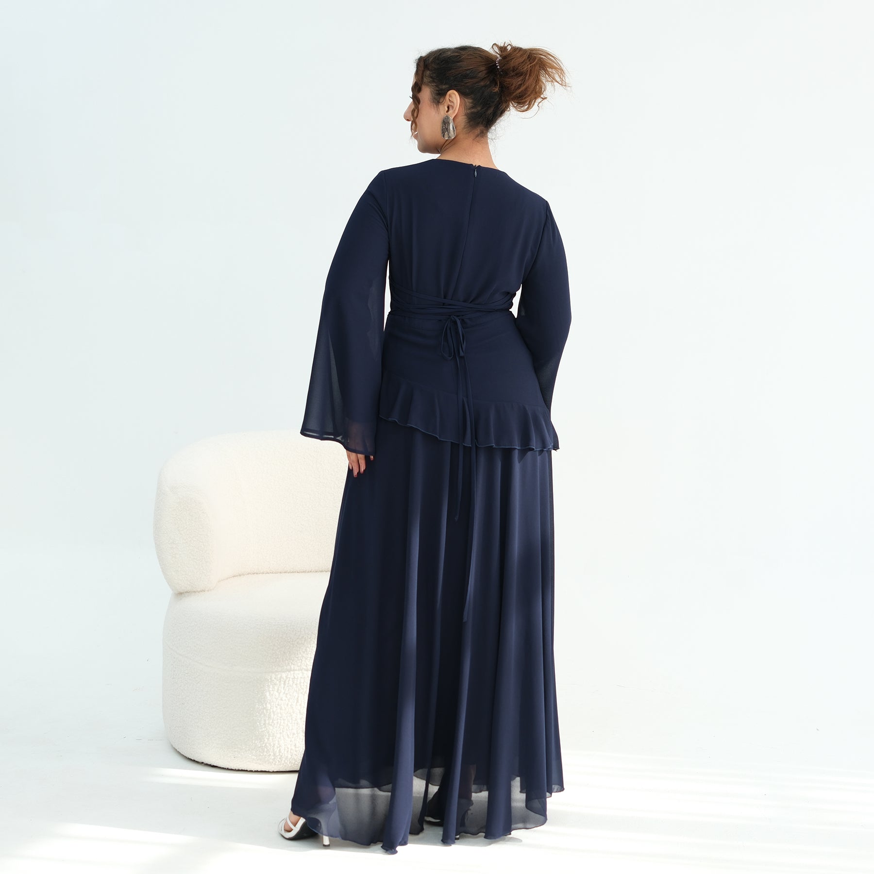 Real photo, directly exported, European and American cross-border dress with a fitted waist and double-layer fabric, style 1145