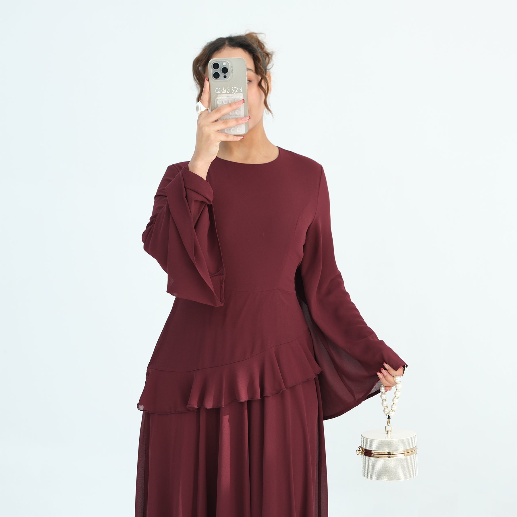 Real photo, directly exported, European and American cross-border dress with a fitted waist and double-layer fabric, style 1145