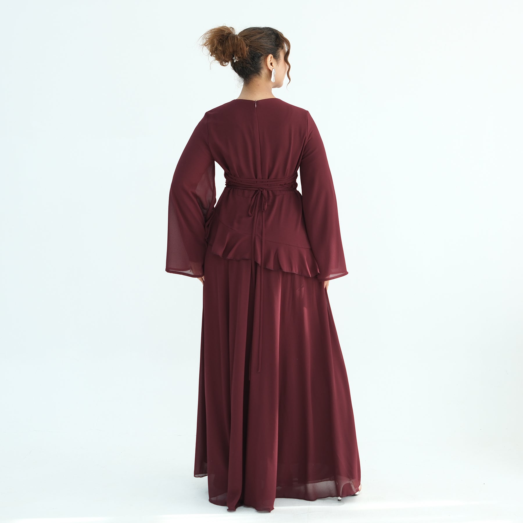 Real photo, directly exported, European and American cross-border dress with a fitted waist and double-layer fabric, style 1145