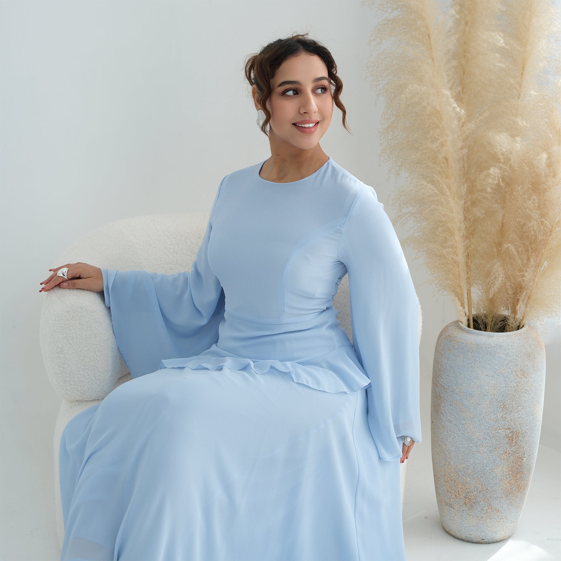 Real photo, directly exported, European and American cross-border dress with a fitted waist and double-layer fabric, style 1145