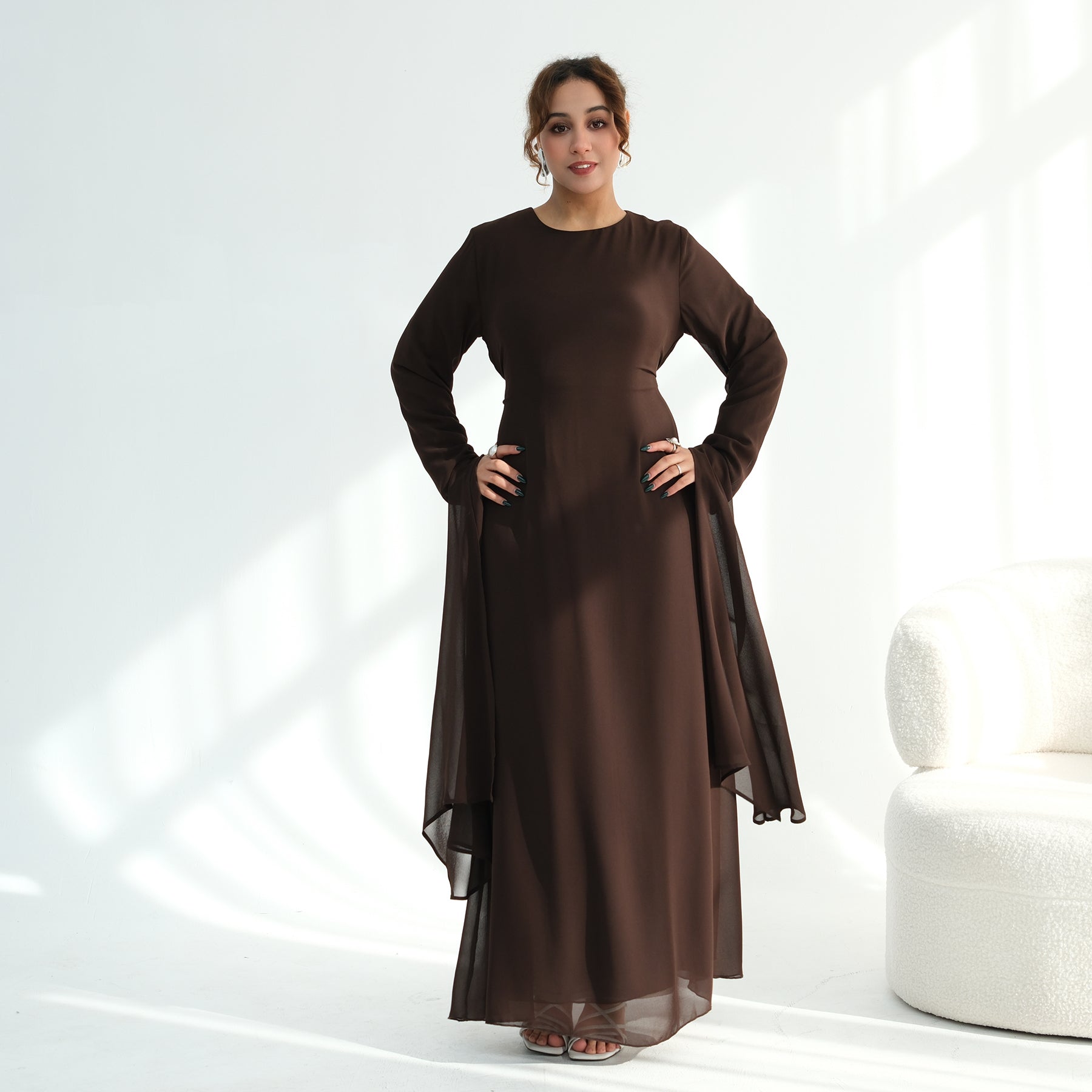 Loriya double-layer elegant dress with a fitted waist, LR1151