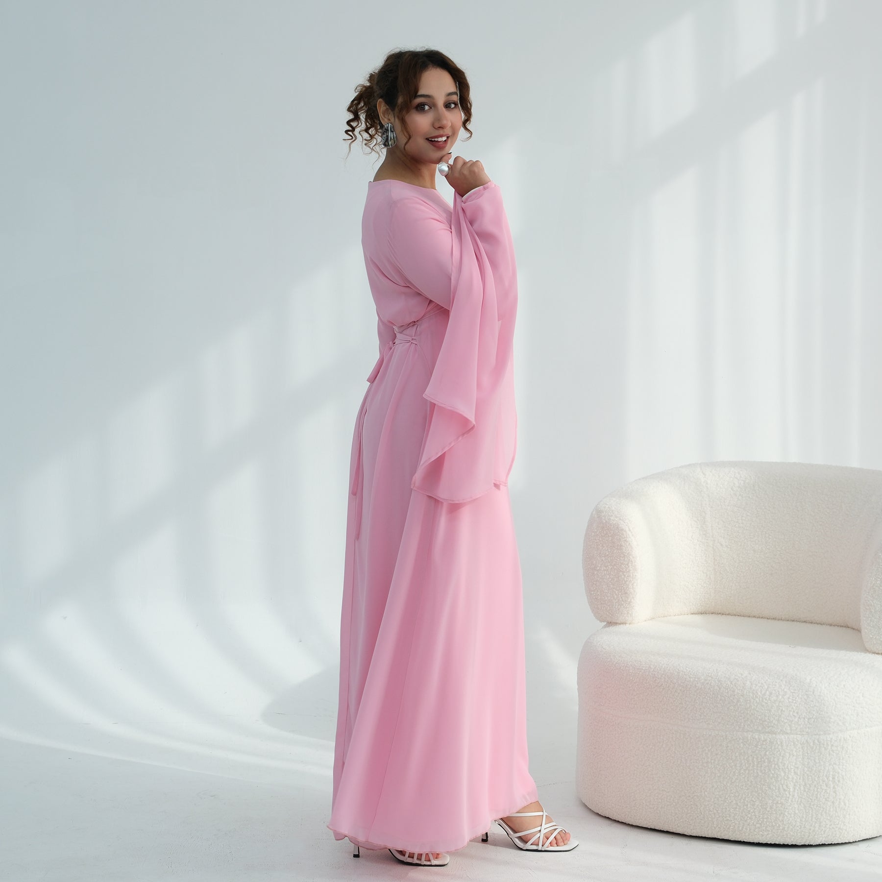 Loriya double-layer elegant dress with a fitted waist, LR1151