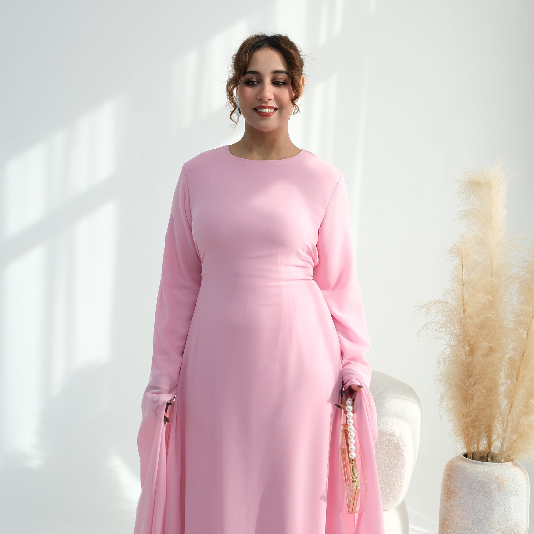 Loriya double-layer elegant dress with a fitted waist, LR1151
