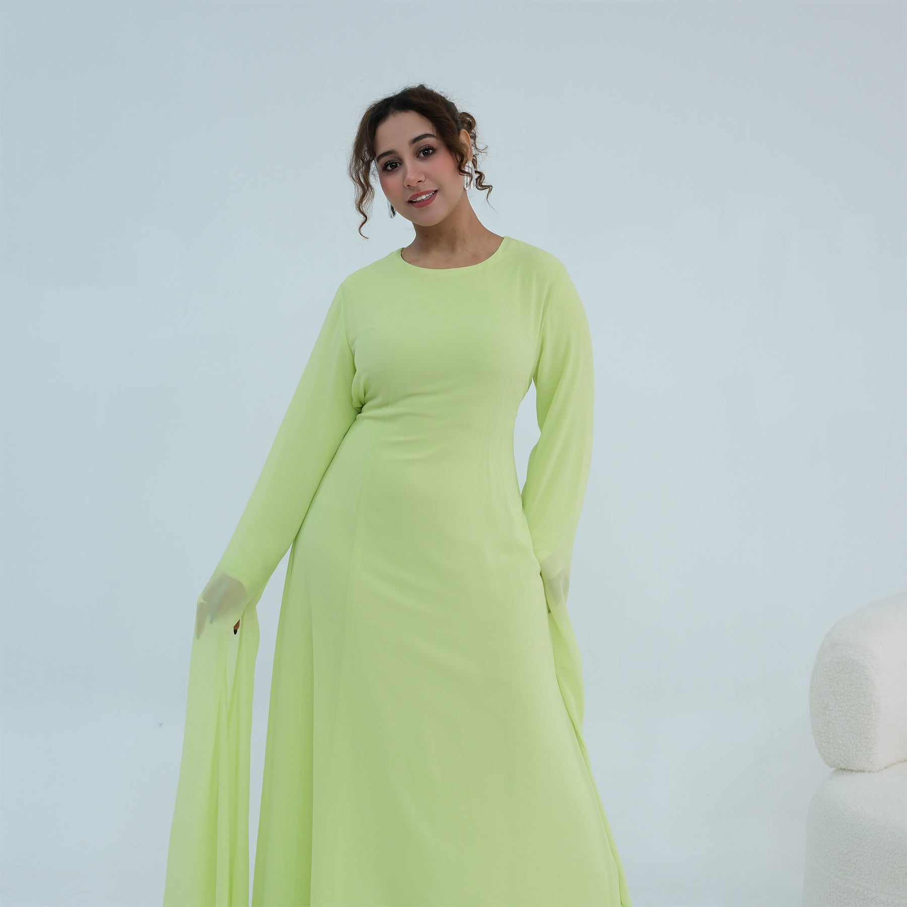 Loriya double-layer elegant dress with a fitted waist, LR1151