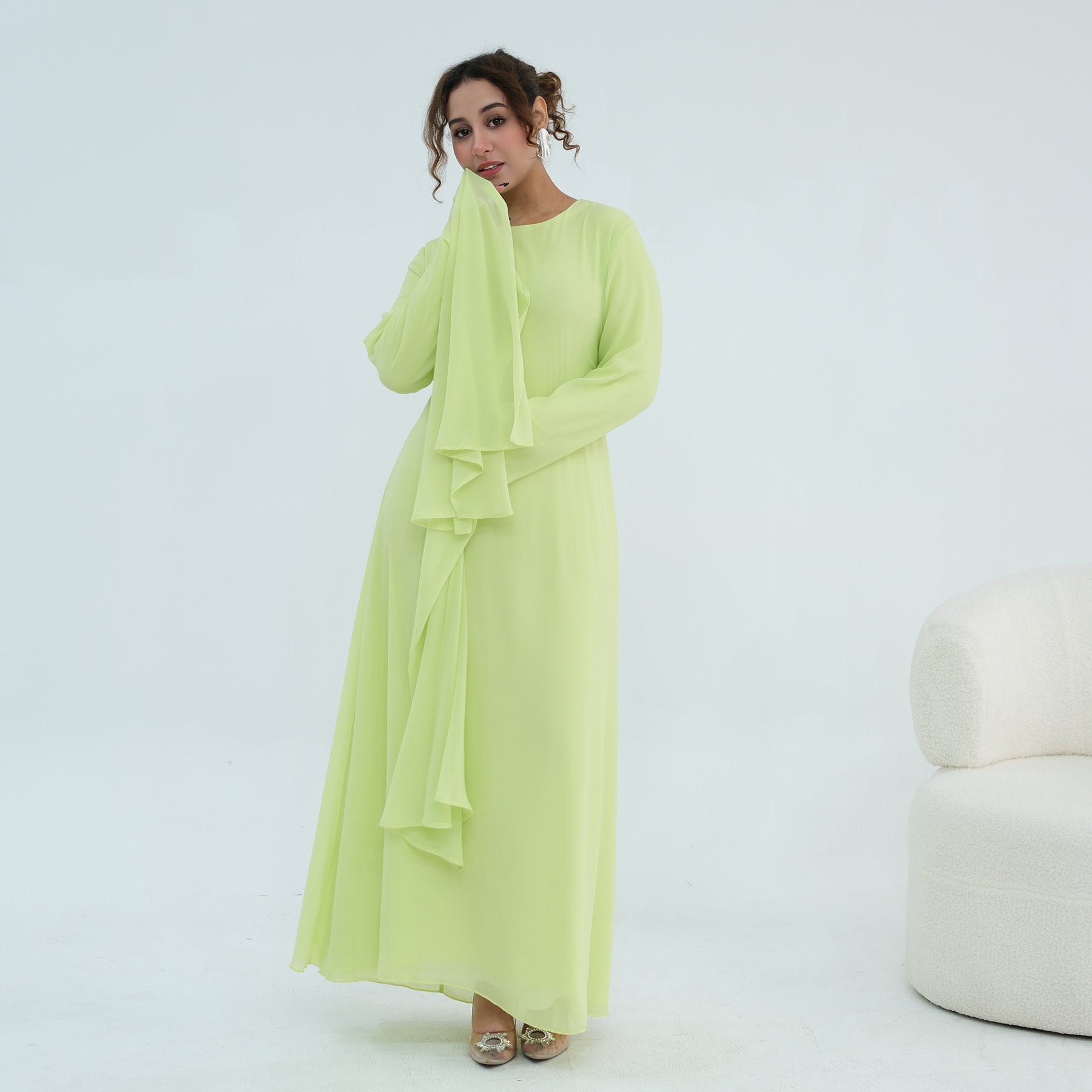 Loriya double-layer elegant dress with a fitted waist, LR1151