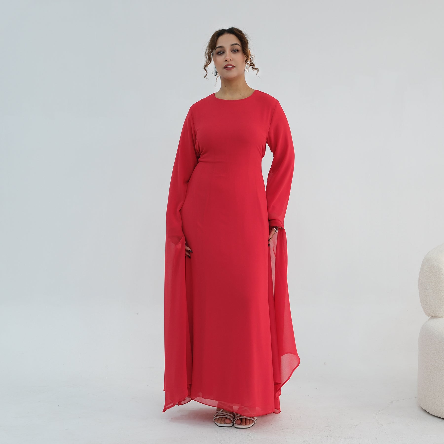 Loriya double-layer elegant dress with a fitted waist, LR1151