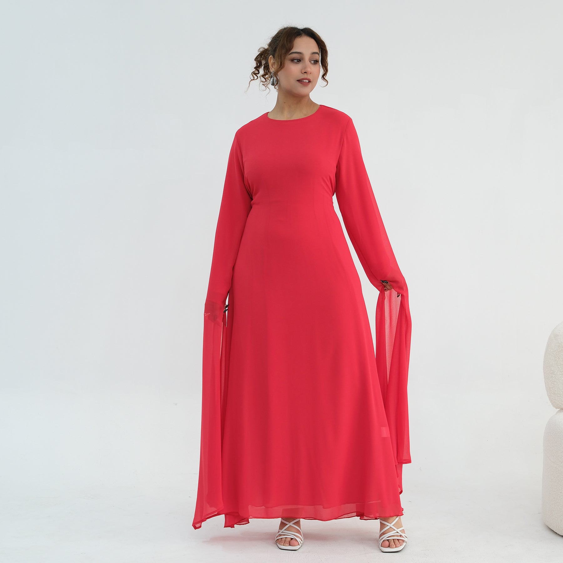 Loriya double-layer elegant dress with a fitted waist, LR1151