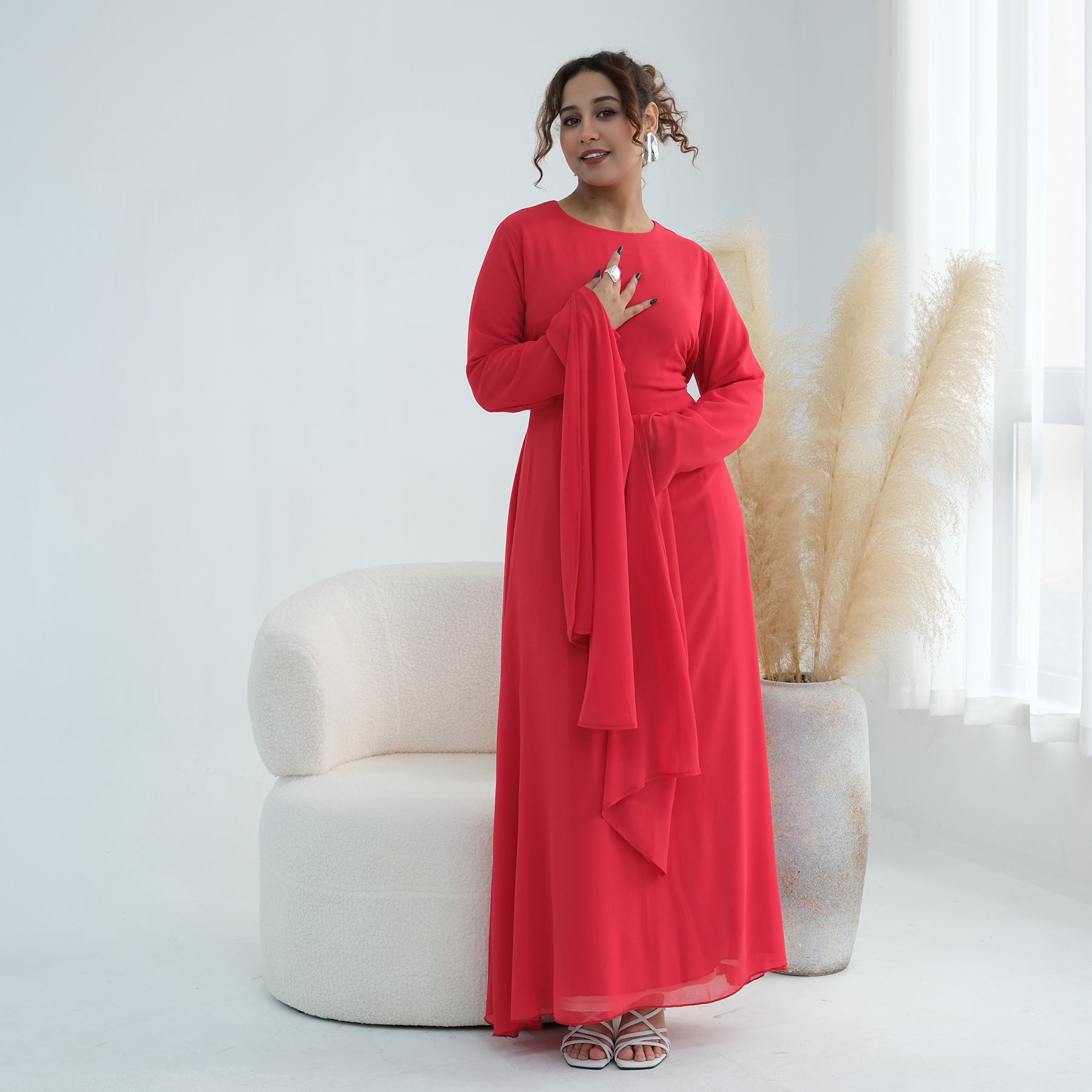 Loriya double-layer elegant dress with a fitted waist, LR1151