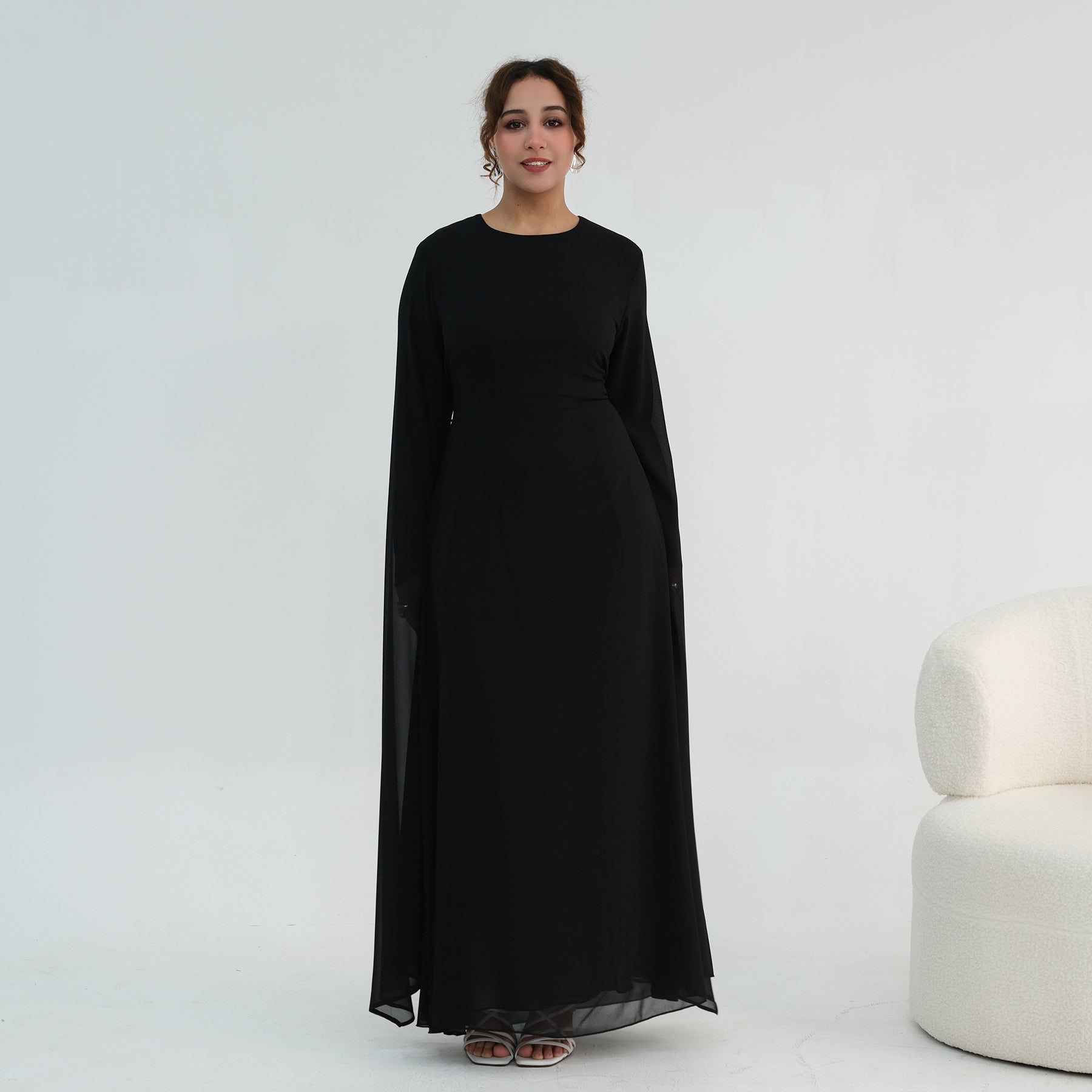 Loriya double-layer elegant dress with a fitted waist, LR1151