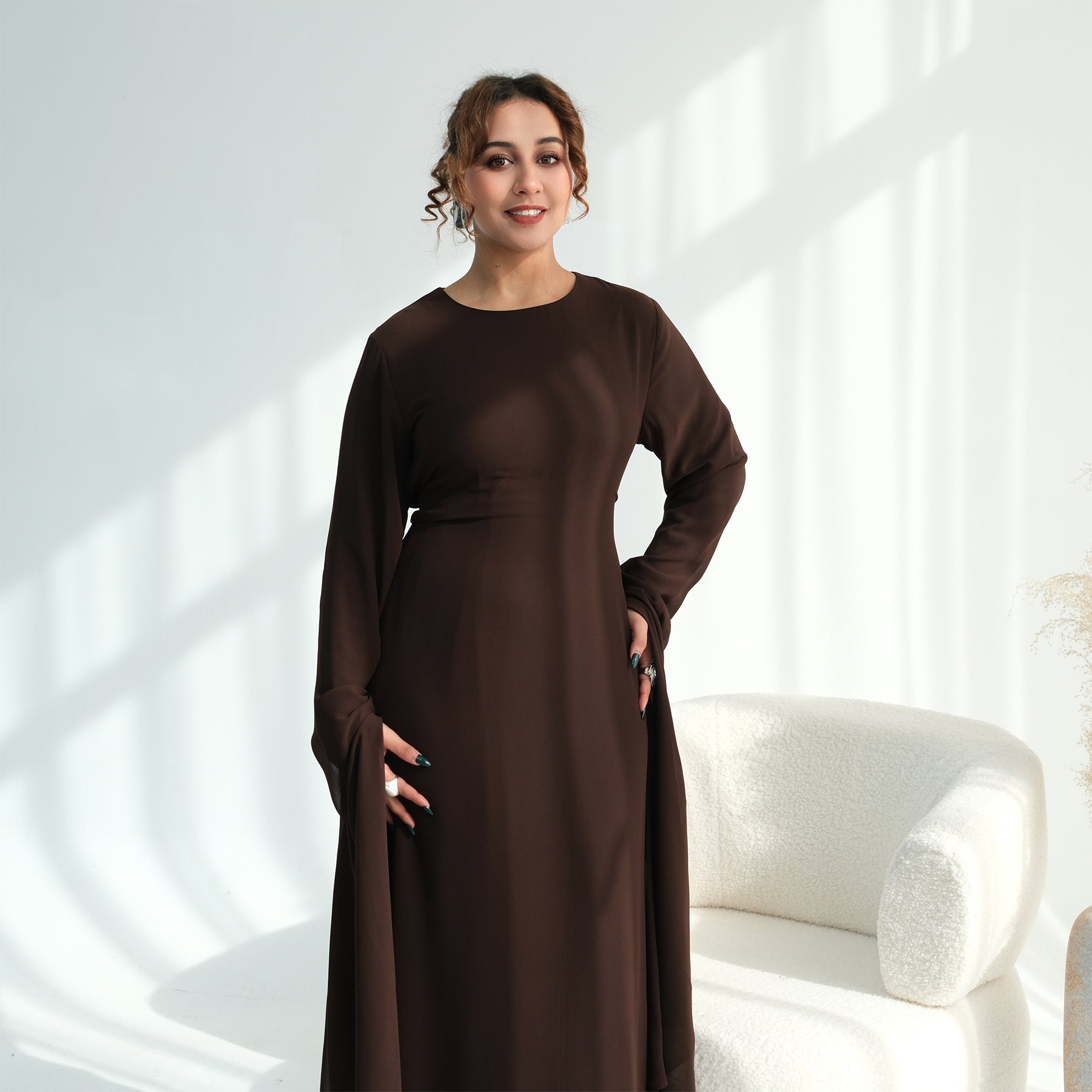 Loriya double-layer elegant dress with a fitted waist, LR1151