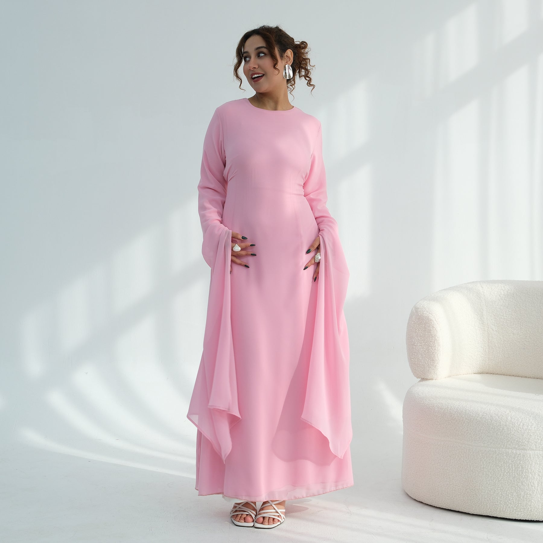 Loriya double-layer elegant dress with a fitted waist, LR1151