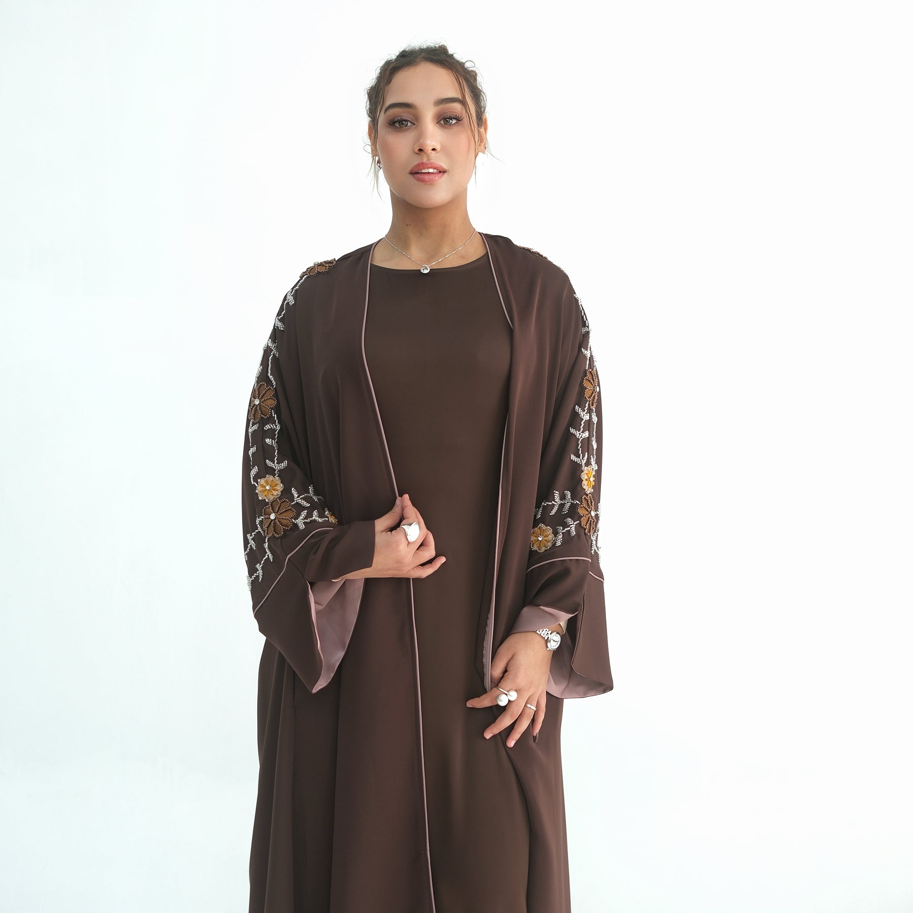 Real photo straight out, embroidered large-size floral handmade beaded cardigan LR1154