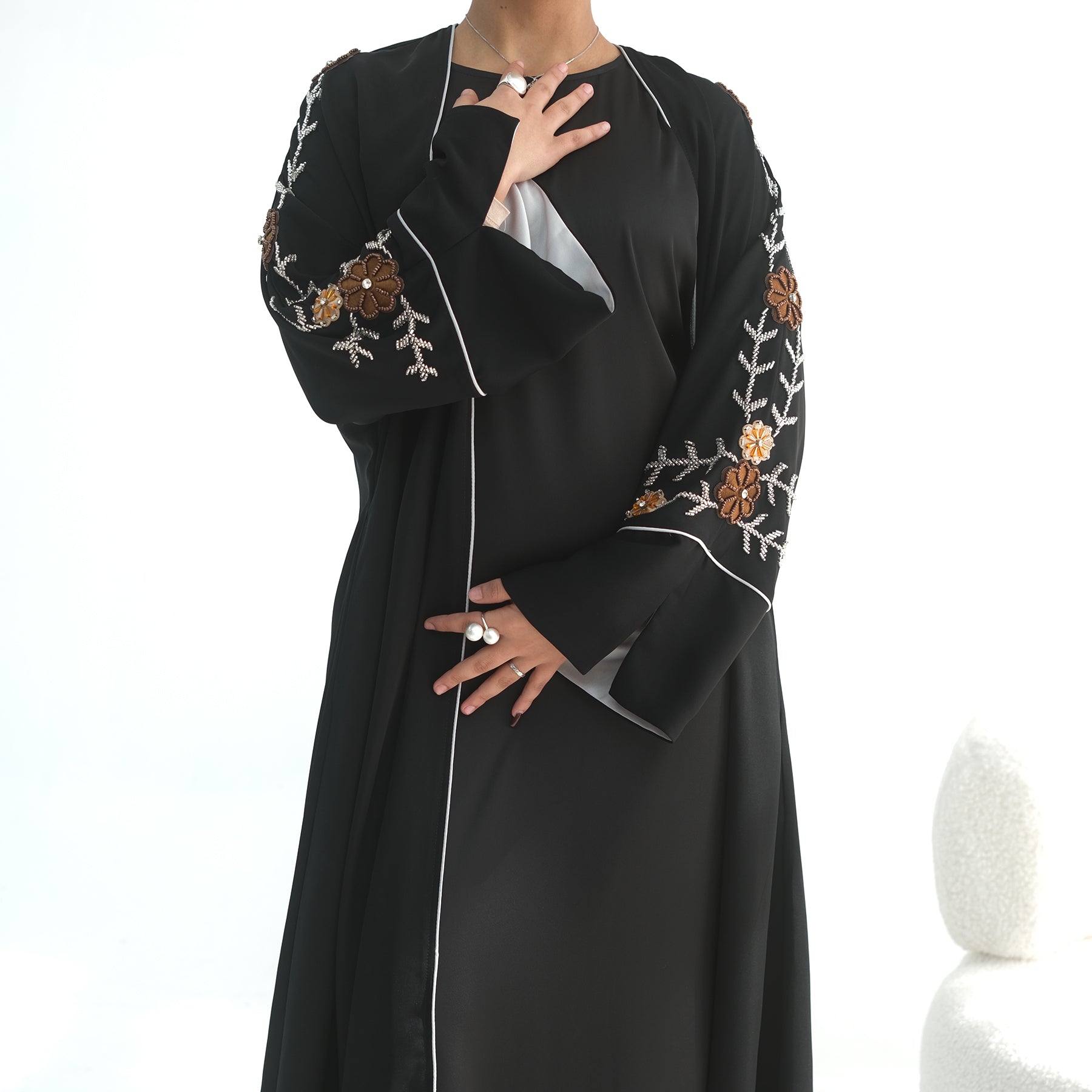 Real photo straight out, embroidered large-size floral handmade beaded cardigan LR1154