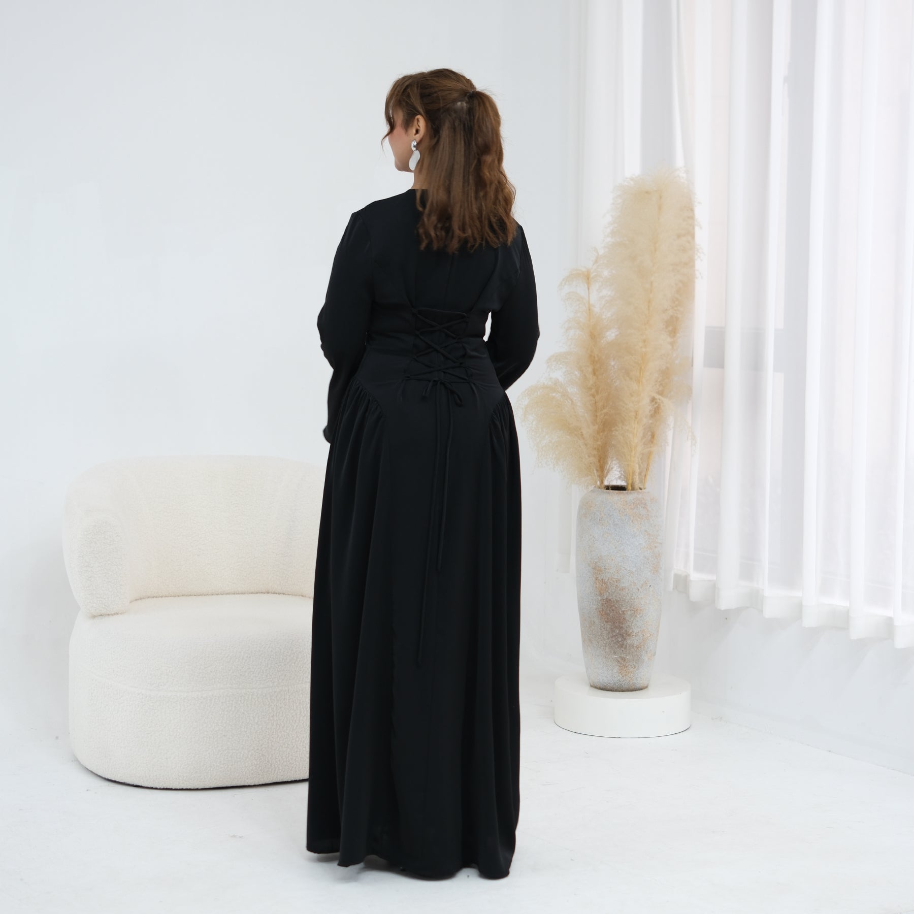 Loriya Plus Size Long-Sleeve Large Hem Dress LR1155