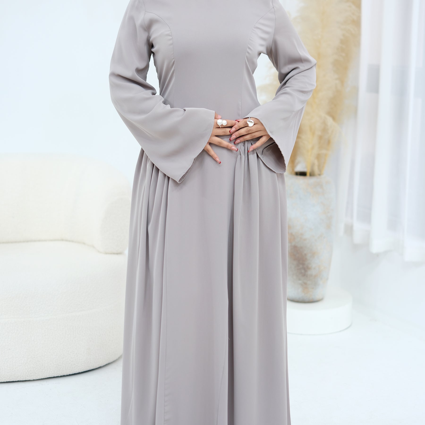 Loriya Plus Size Long-Sleeve Large Hem Dress LR1155