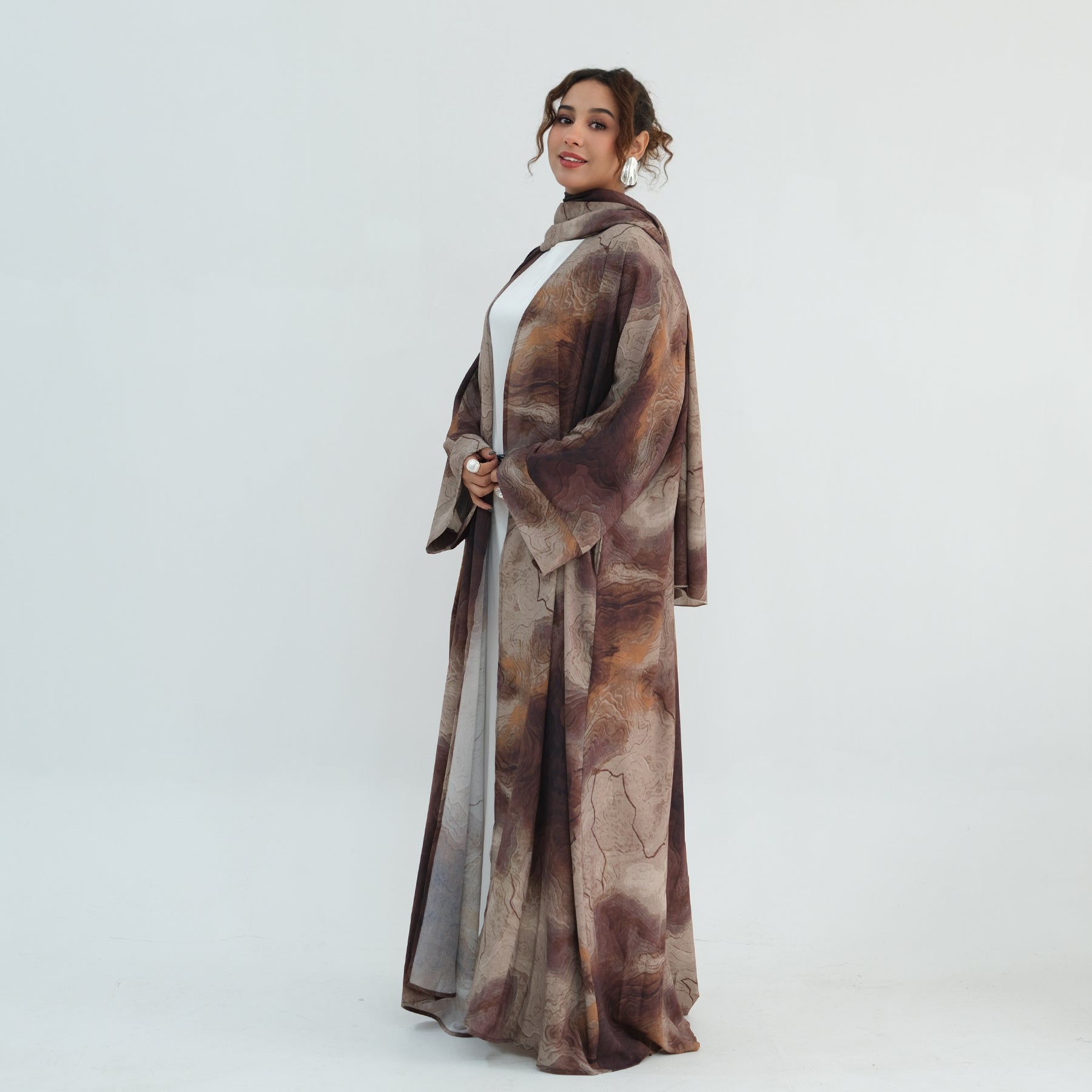 Loriya two-piece floral cardigan + scarf LR1158