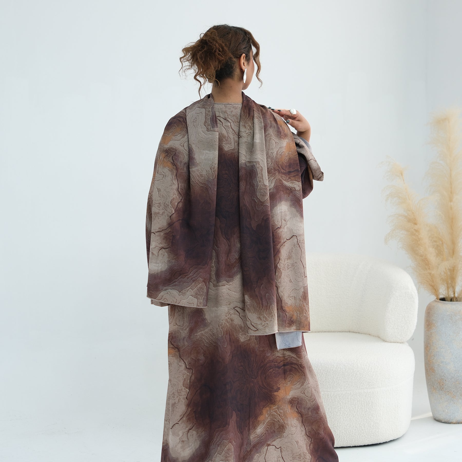 Loriya two-piece floral cardigan + scarf LR1158