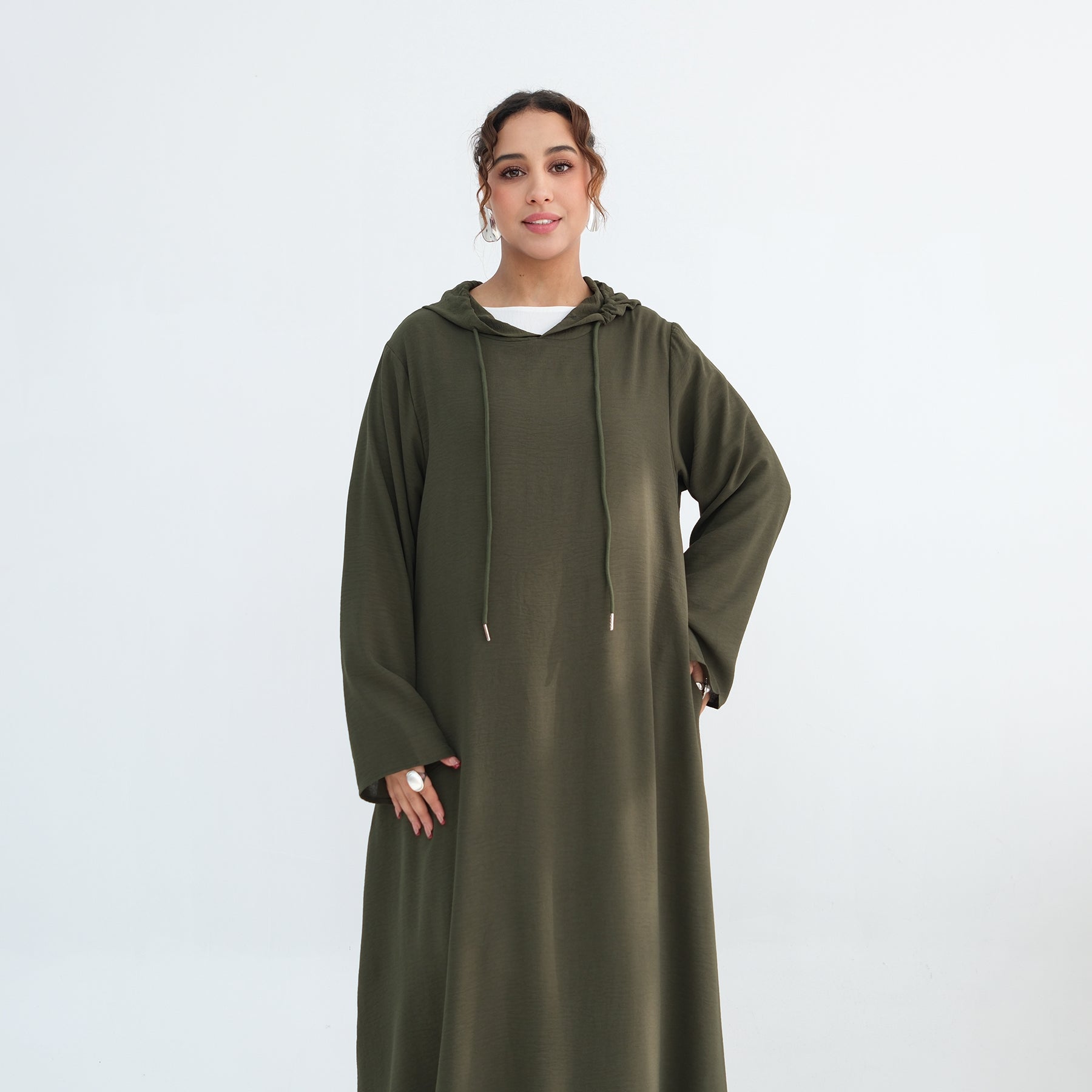 Loriya casual loose large-size hooded dress LR1159