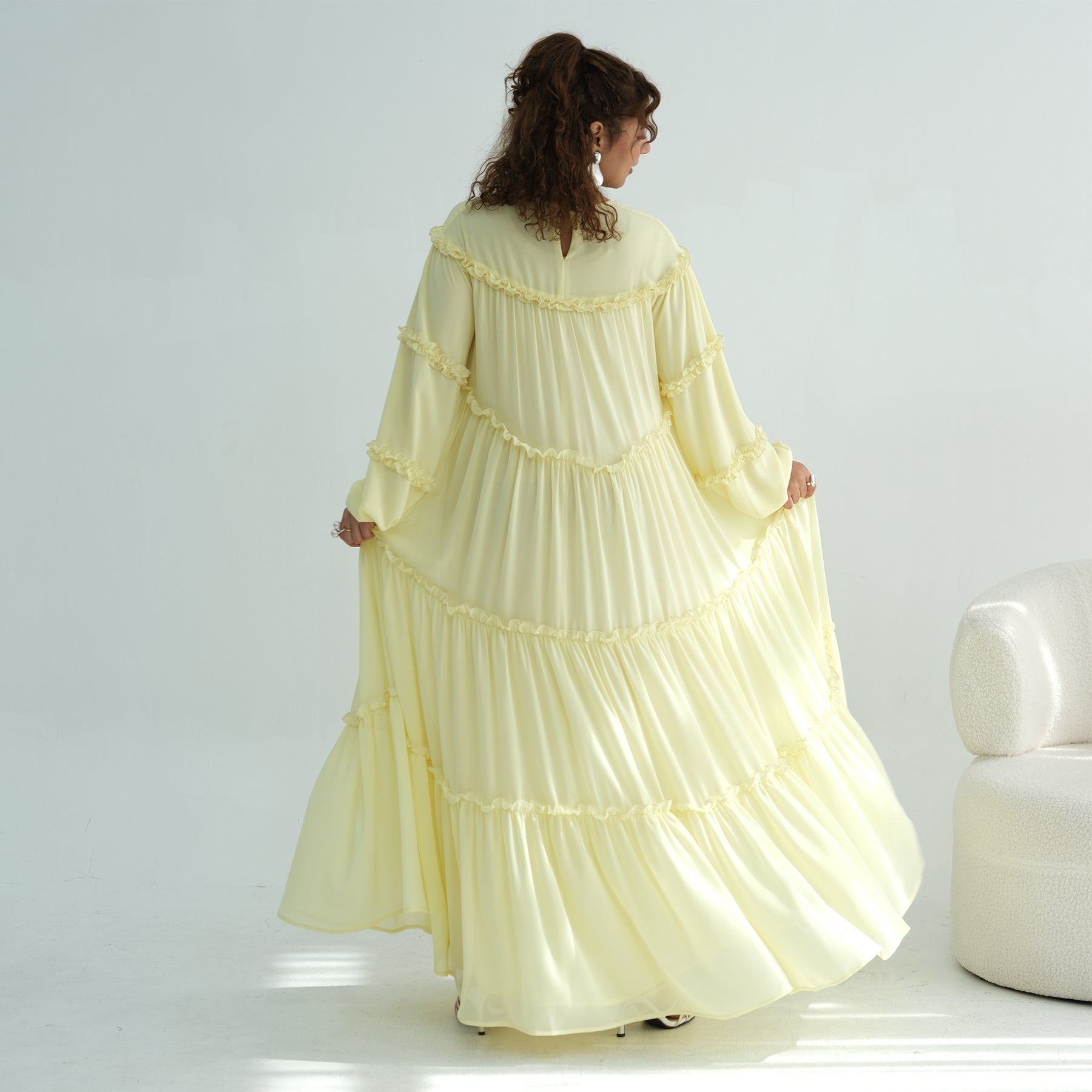 Loriya luxury long-sleeved dress with large skirt and double-layer cake skirt LR1161