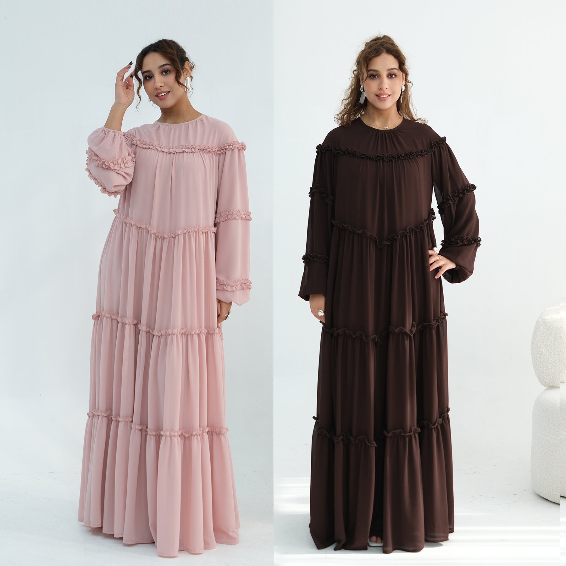 Loriya luxury long-sleeved dress with large skirt and double-layer cake skirt LR1161