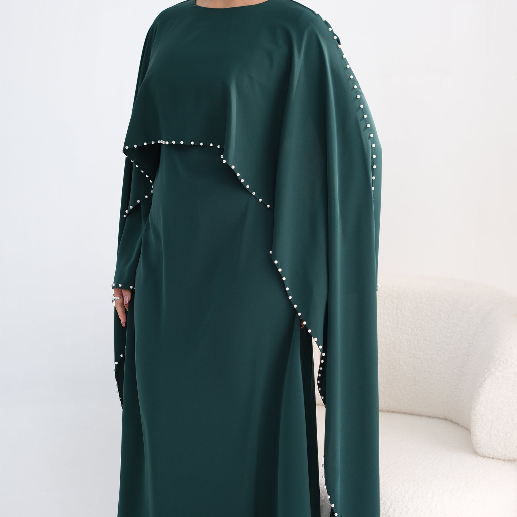 Loriya Plus Size New Long-Sleeve Beaded Dress LR1163
