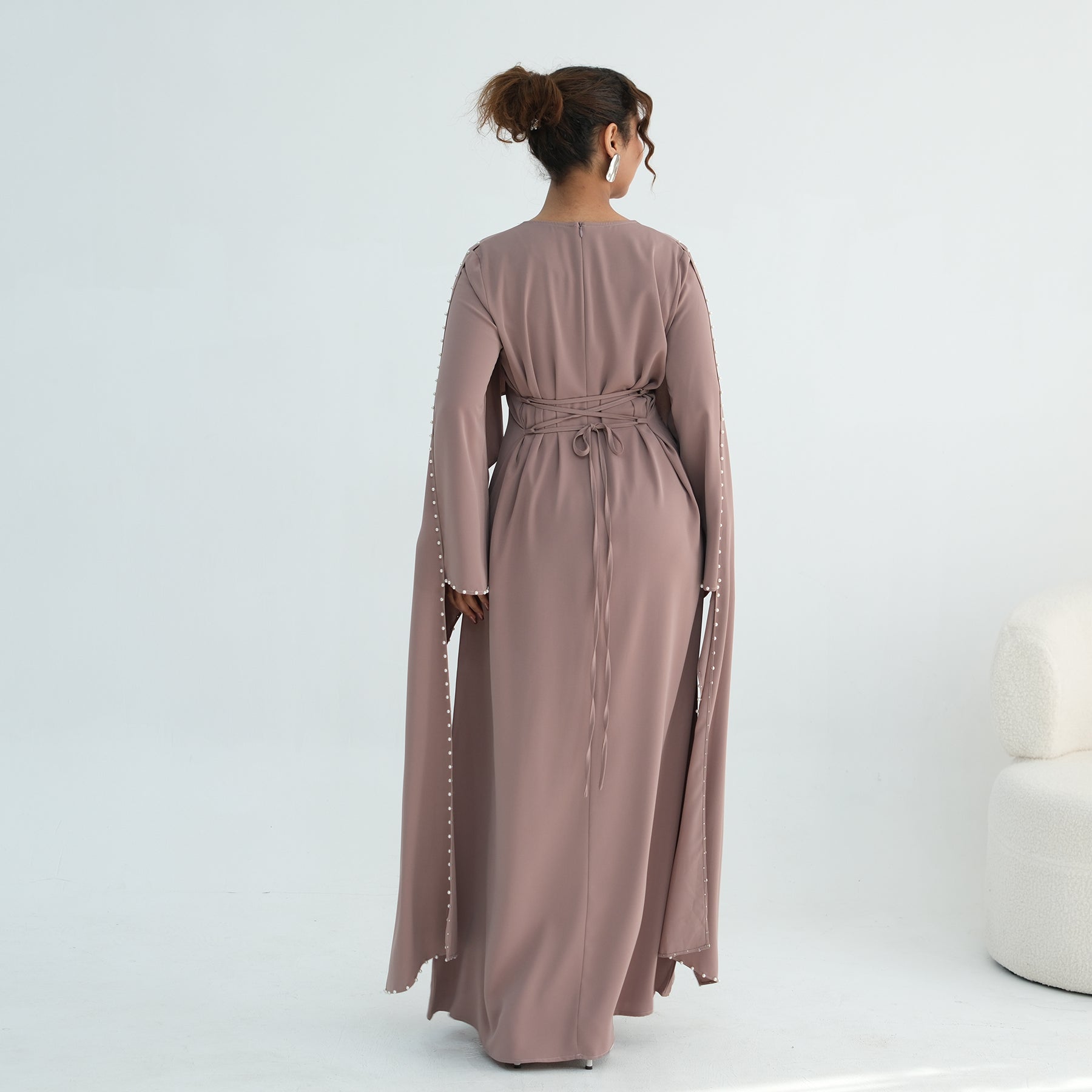 Loriya Plus Size New Long-Sleeve Beaded Dress LR1163