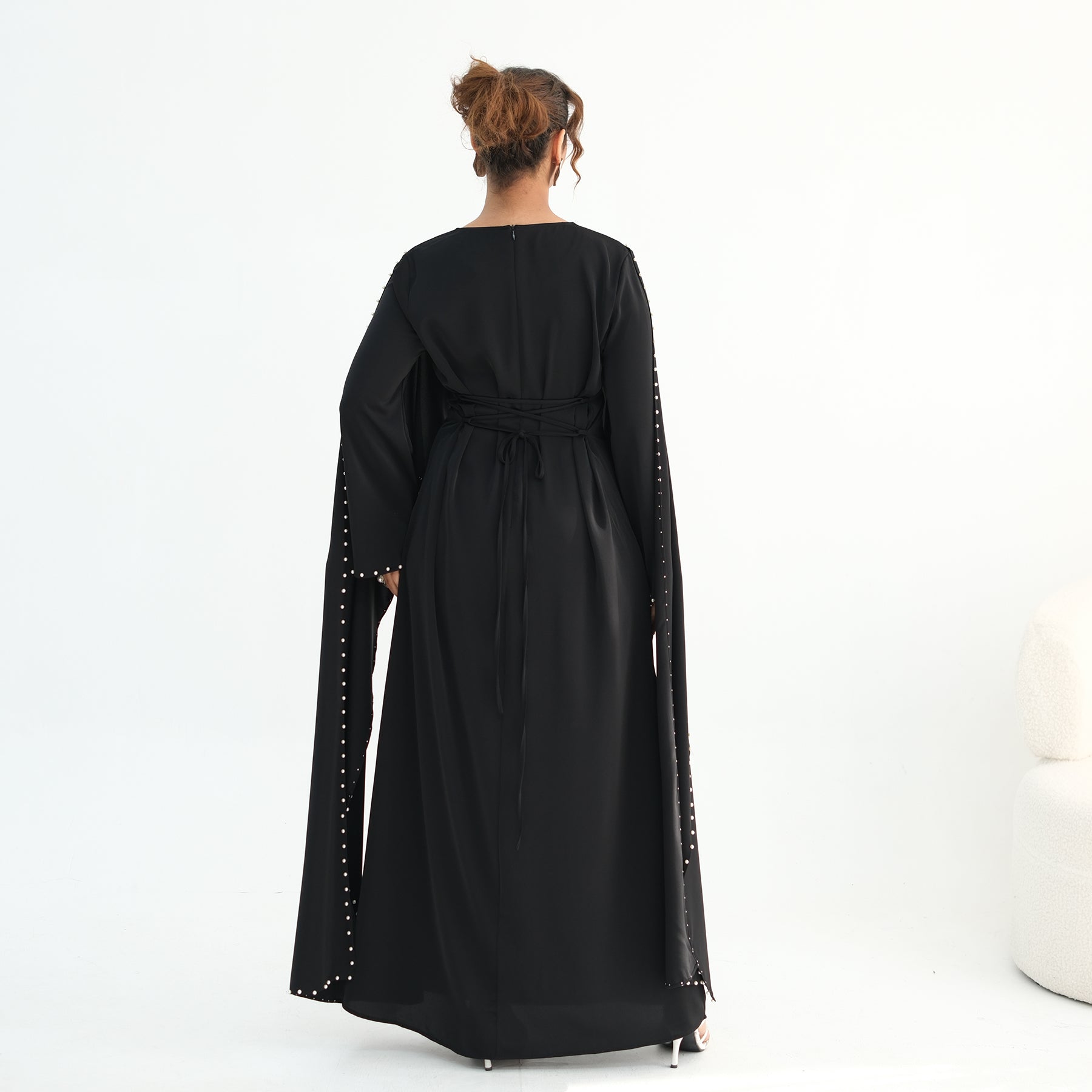 Loriya Plus Size New Long-Sleeve Beaded Dress LR1163
