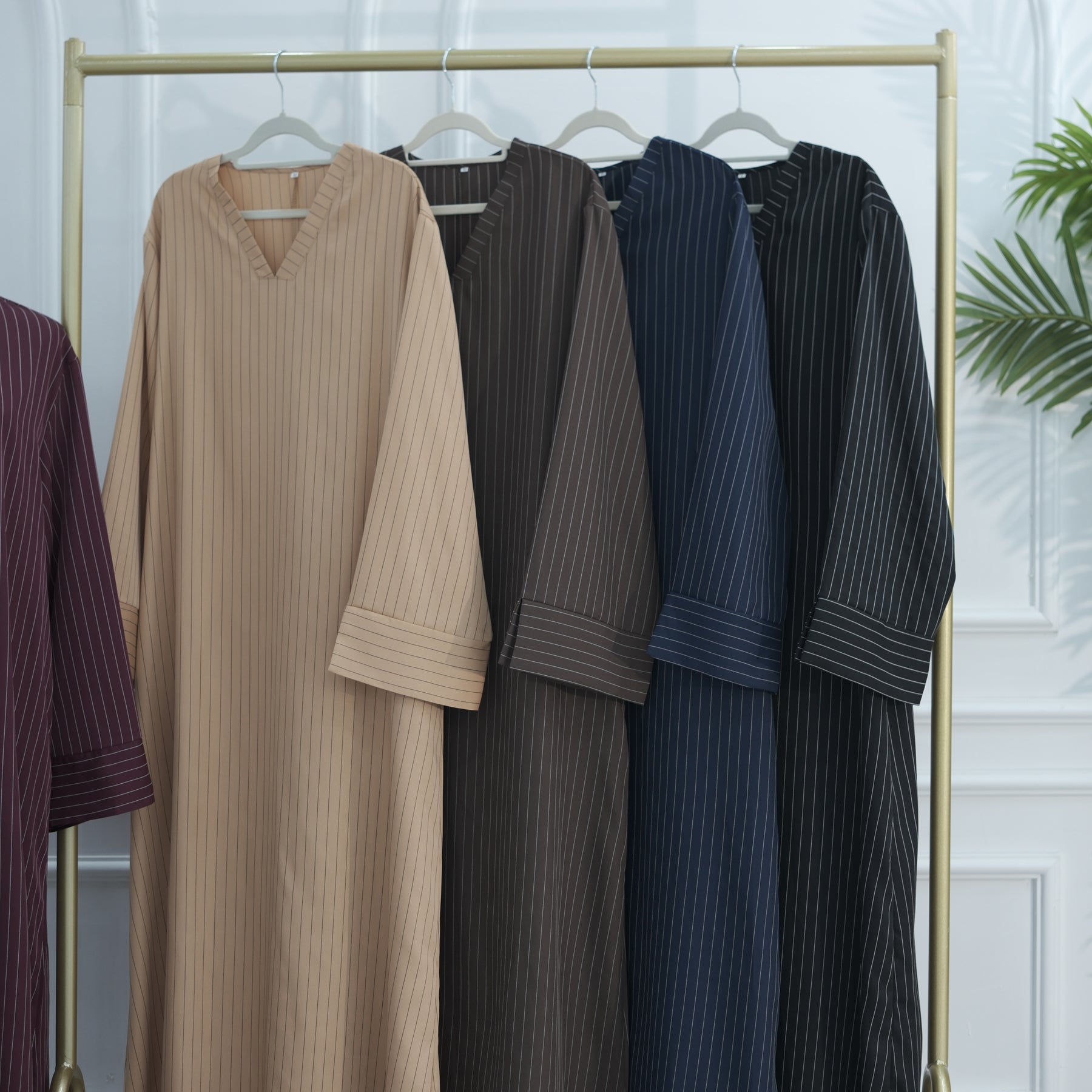 Loriya V-neck Large Size Dress Striped Dress LR1166
