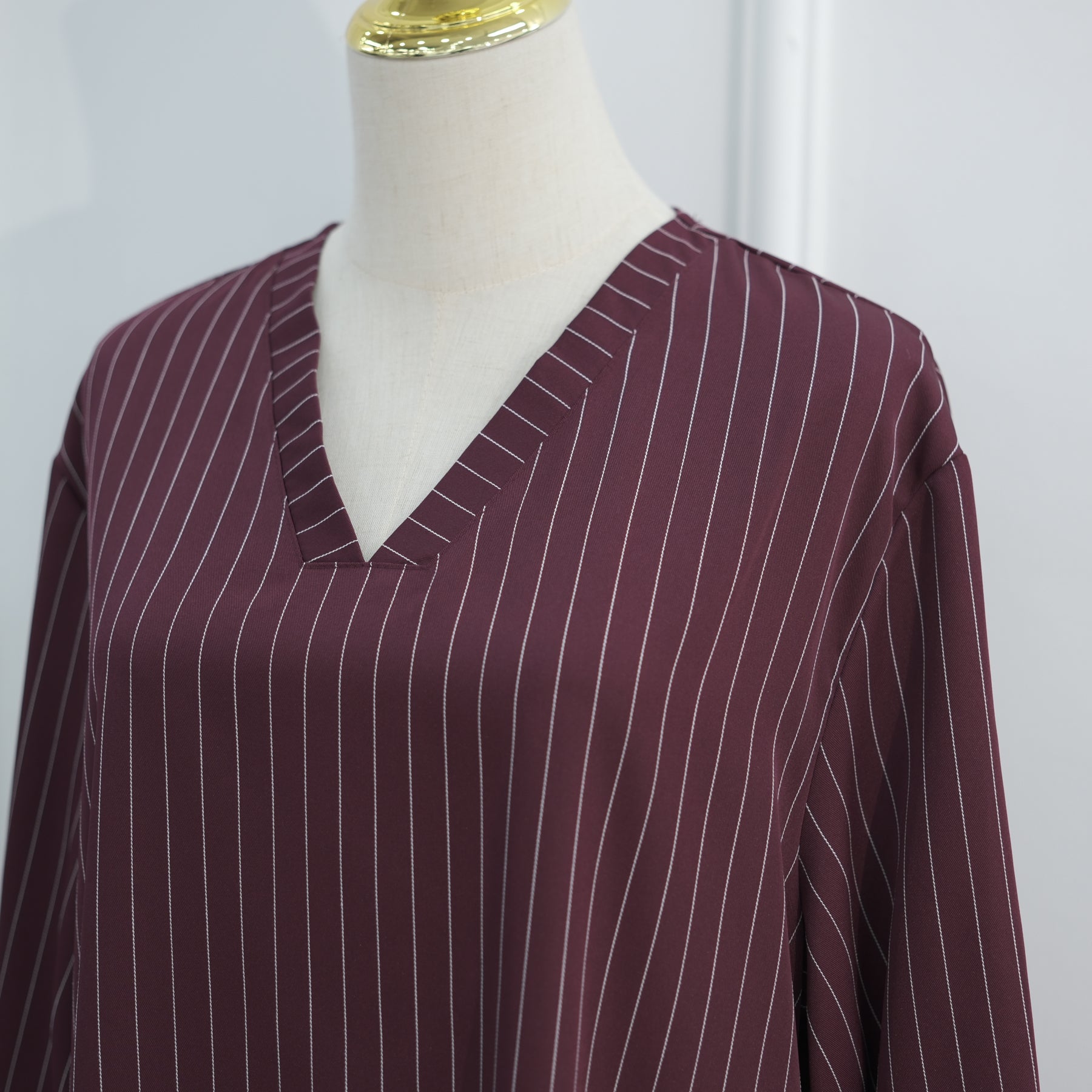 Loriya V-neck Large Size Dress Striped Dress LR1166