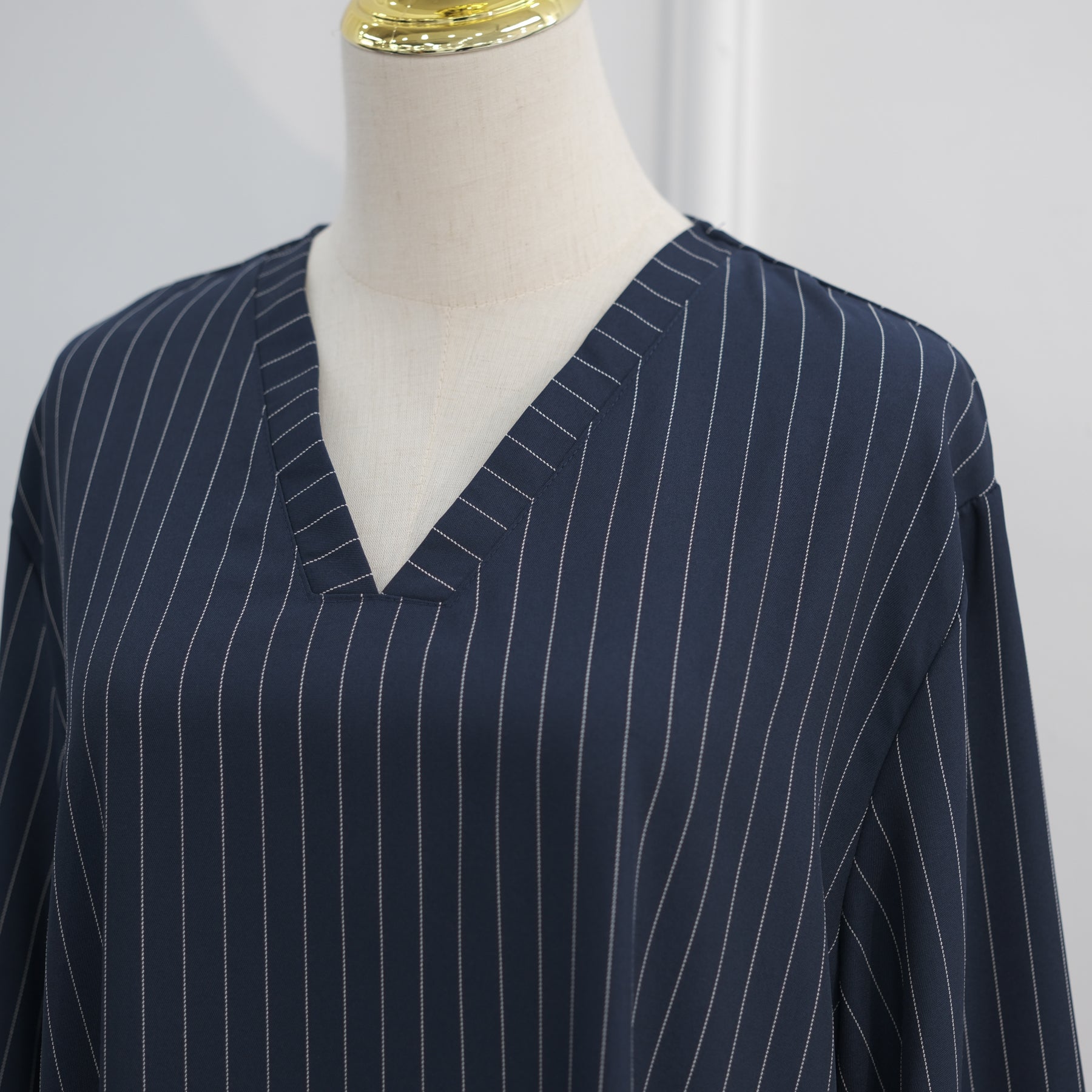 Loriya V-neck Large Size Dress Striped Dress LR1166