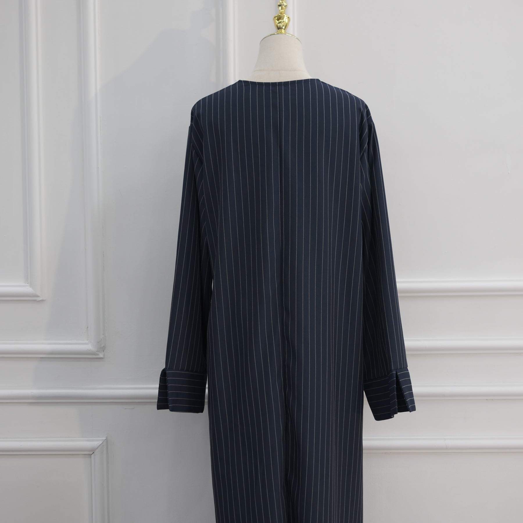 Loriya V-neck Large Size Dress Striped Dress LR1166