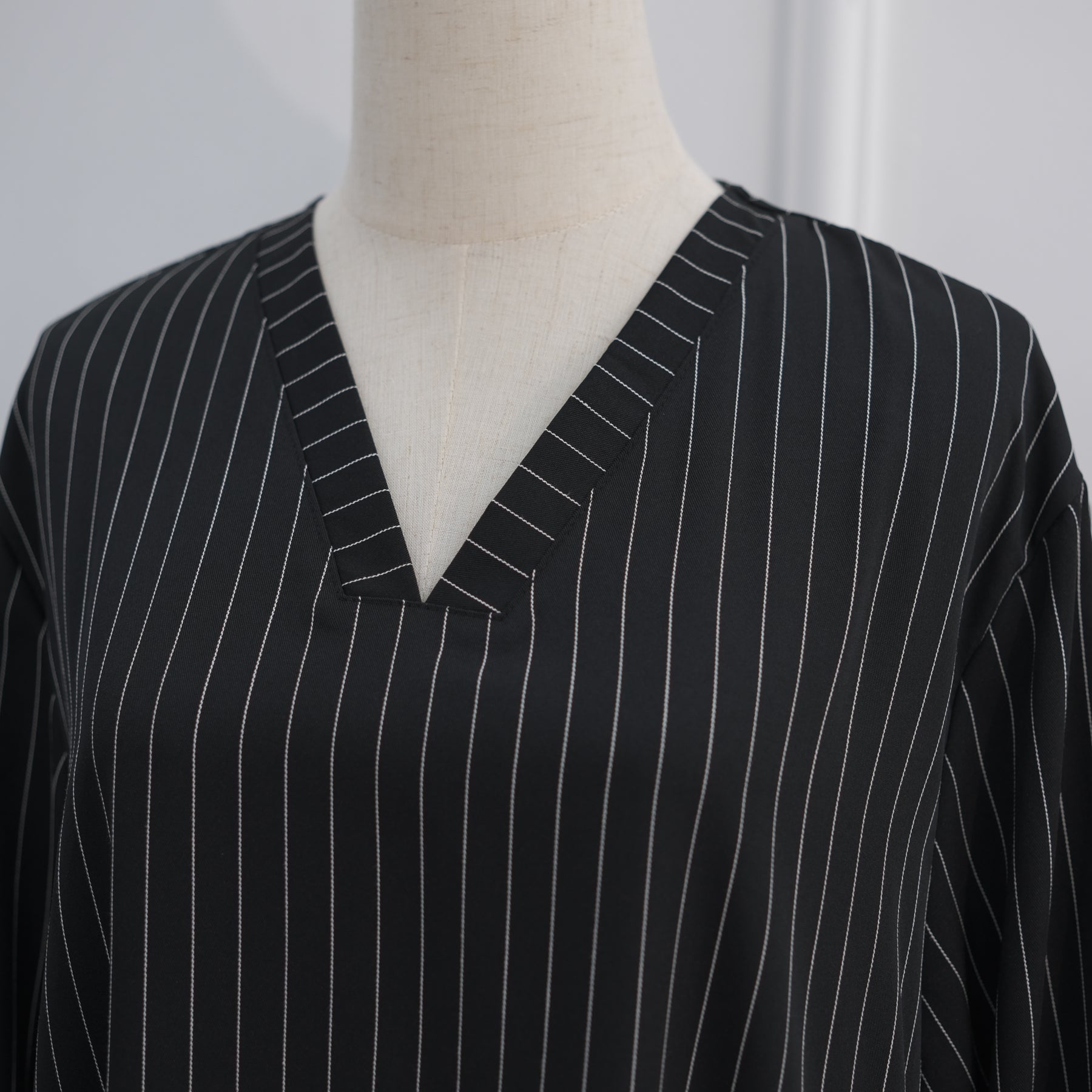 Loriya V-neck Large Size Dress Striped Dress LR1166