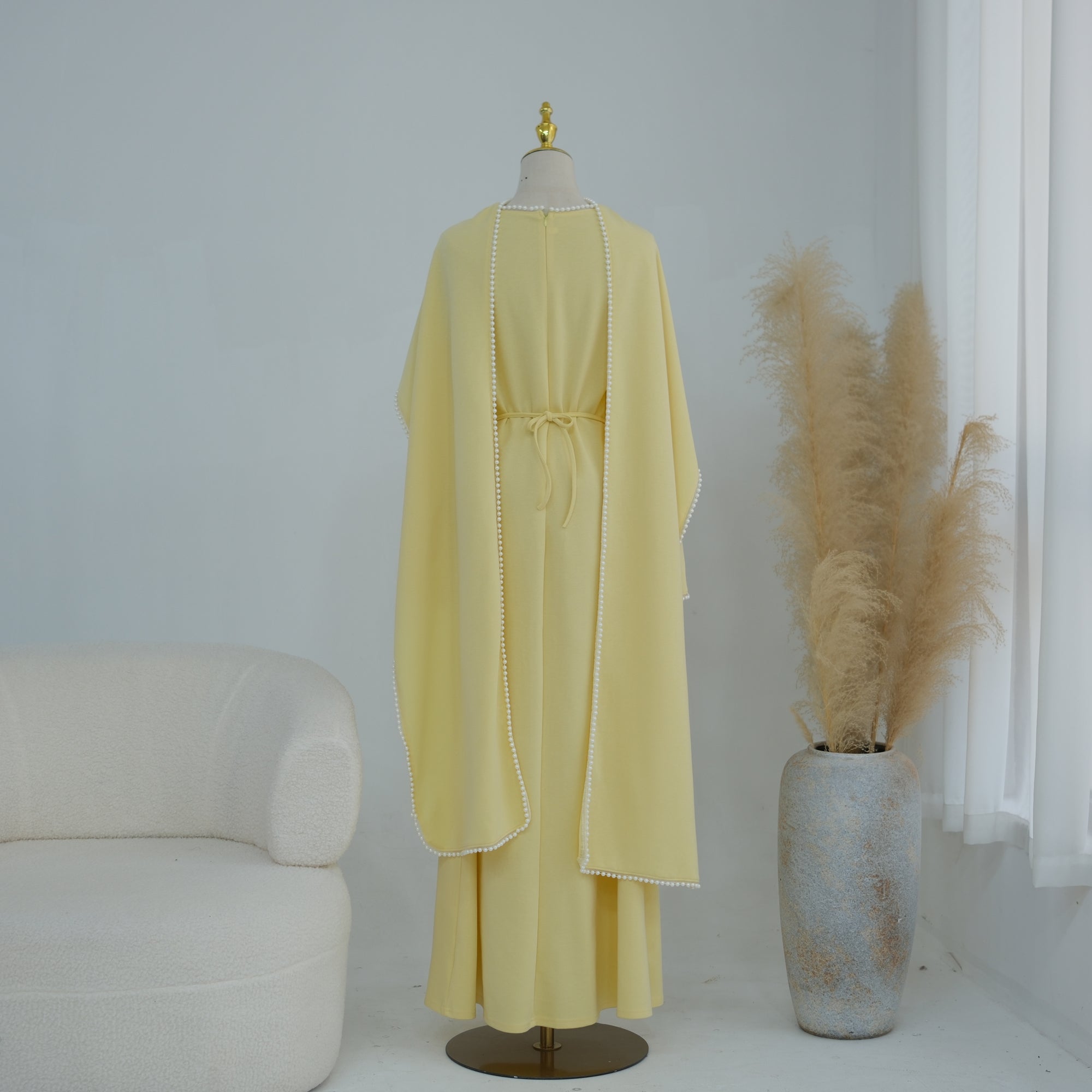 Loriya beaded shawl + long-sleeved dress LR1167