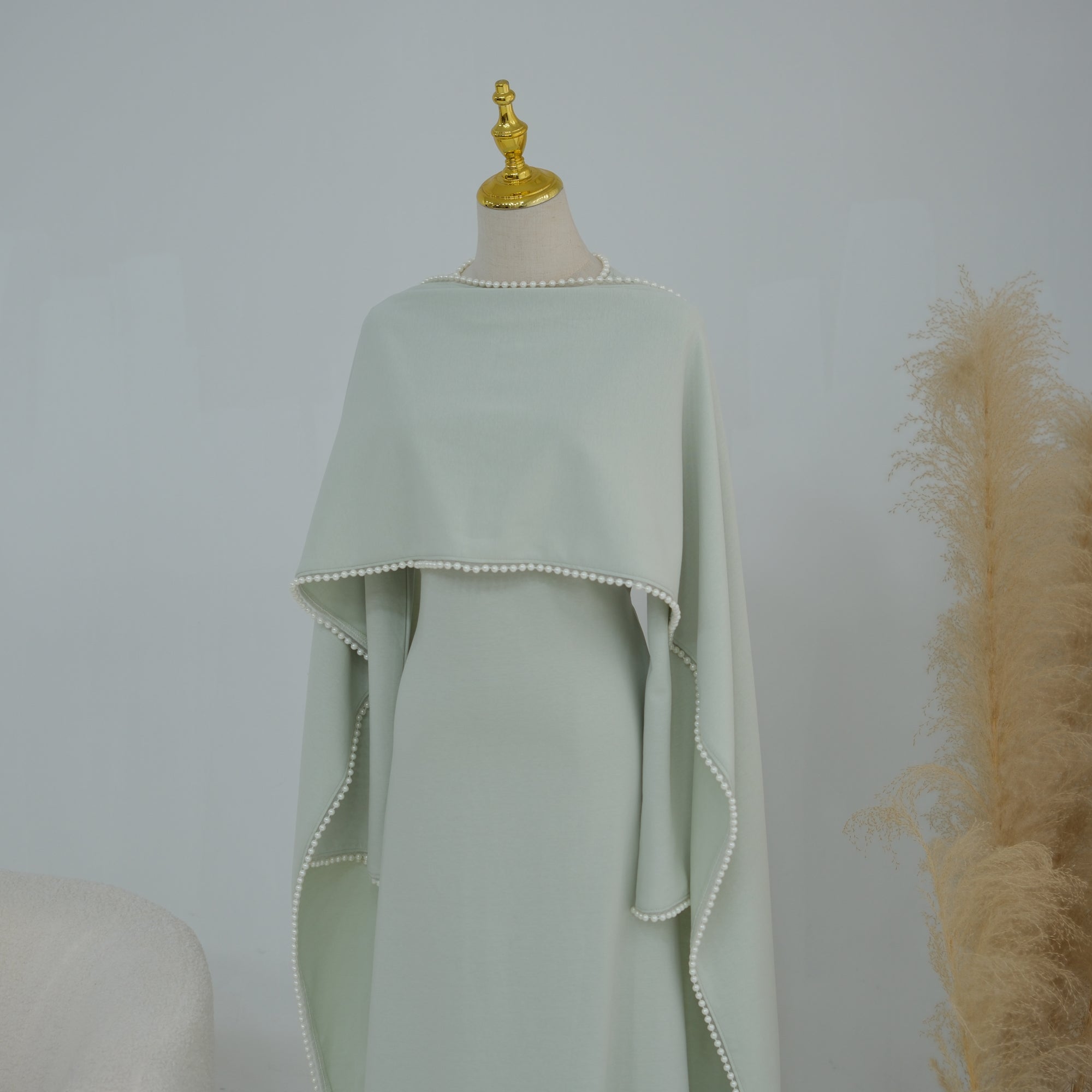 Loriya beaded shawl + long-sleeved dress LR1167