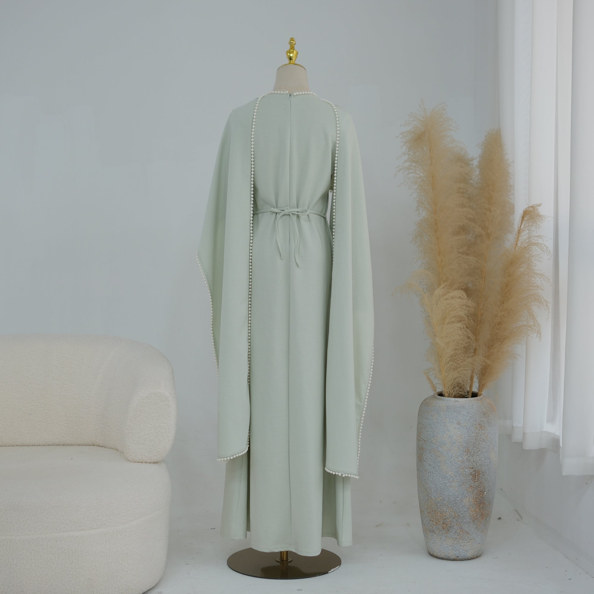 Loriya beaded shawl + long-sleeved dress LR1167