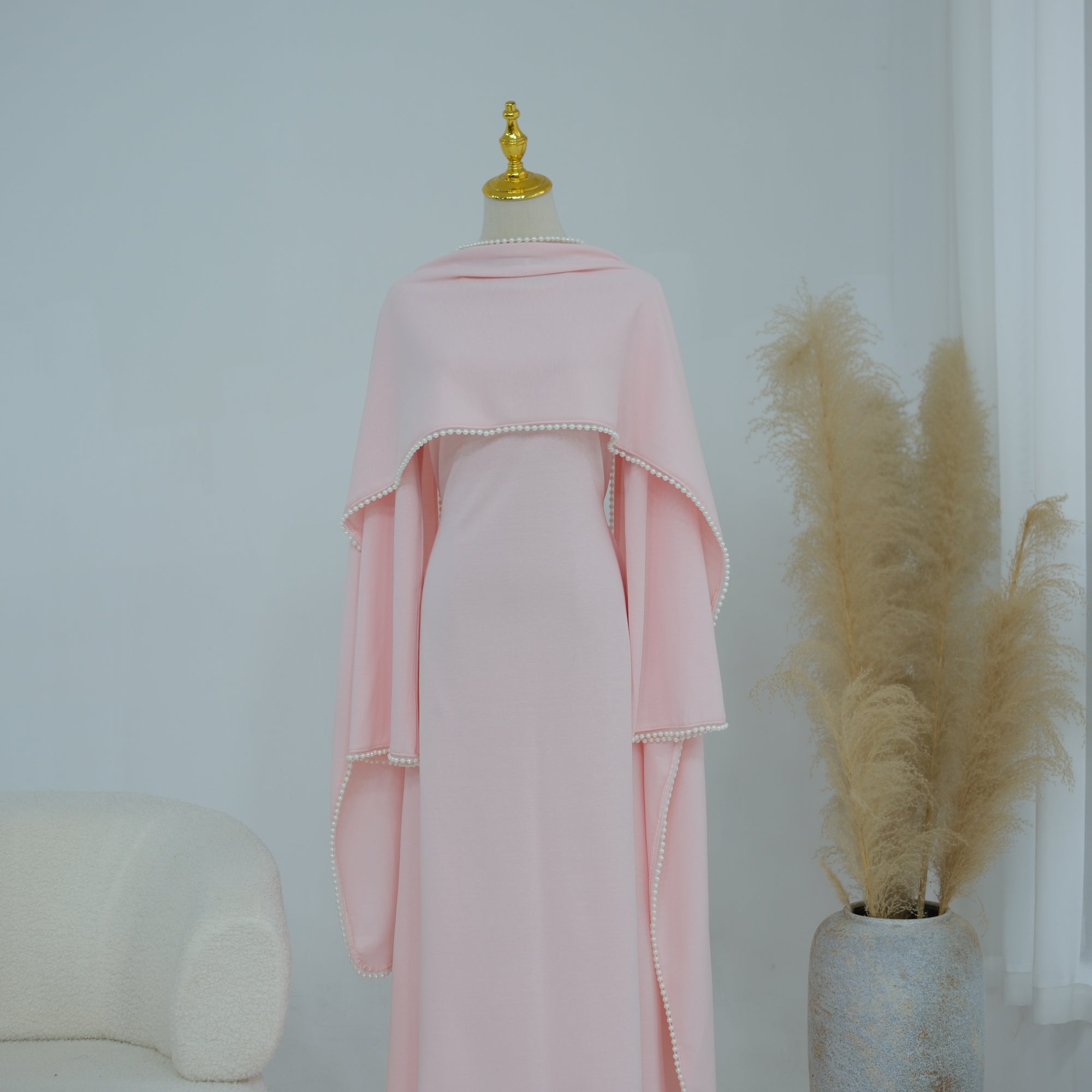 Loriya beaded shawl + long-sleeved dress LR1167