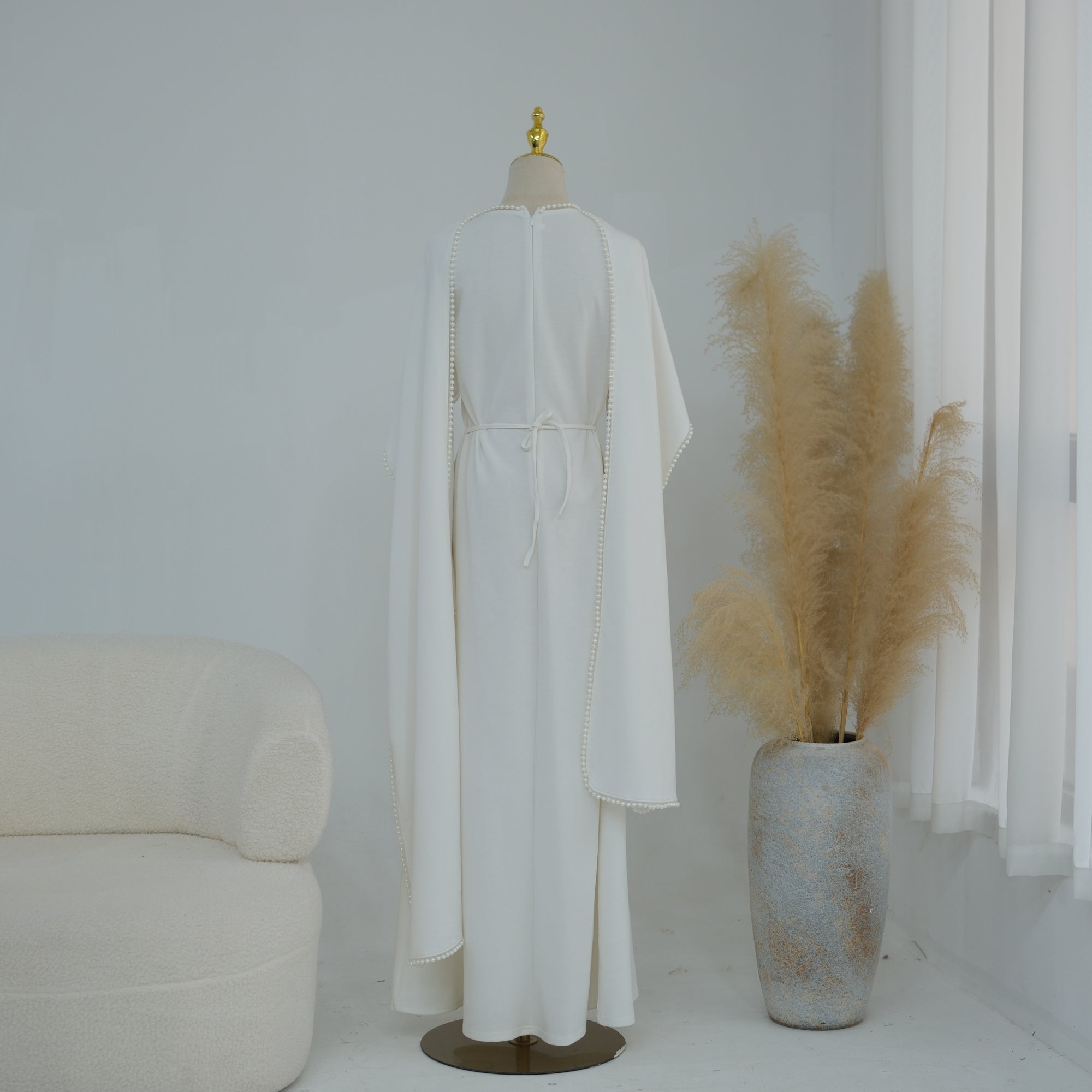 Loriya beaded shawl + long-sleeved dress LR1167