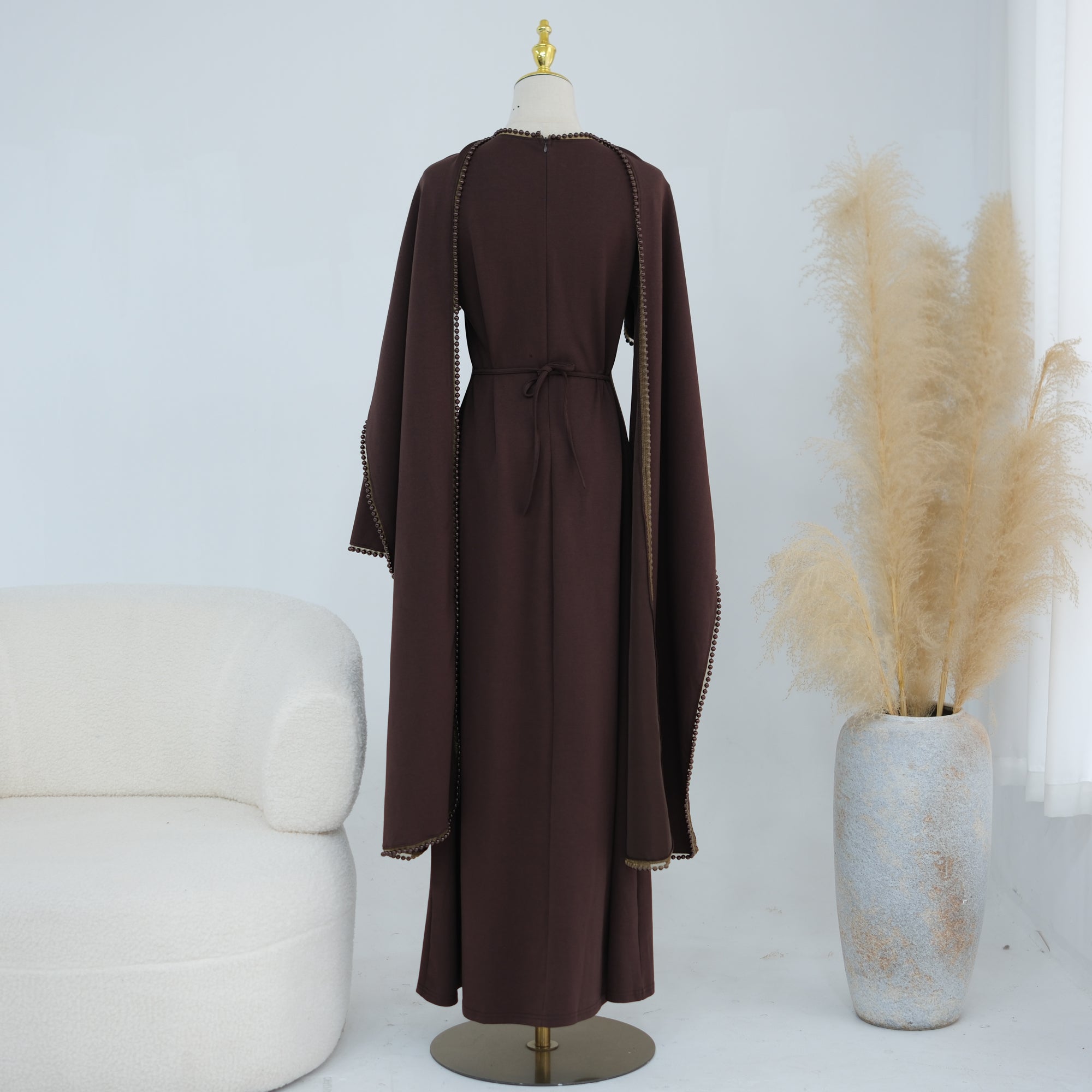 Loriya beaded shawl + long-sleeved dress LR1167