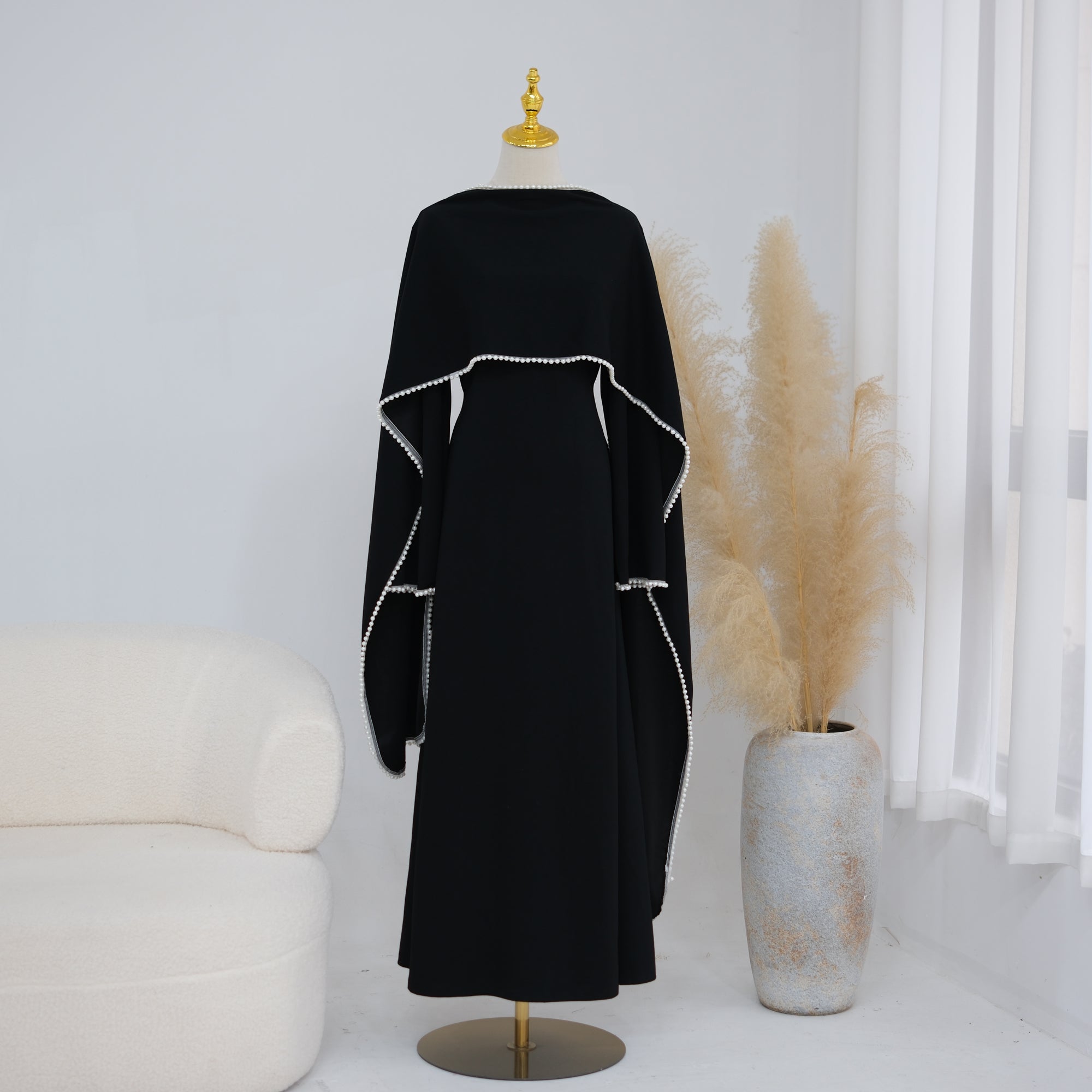 Loriya beaded shawl + long-sleeved dress LR1167