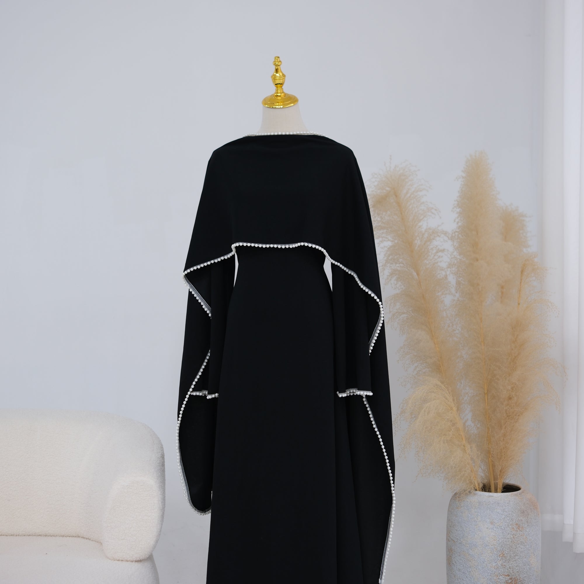 Loriya beaded shawl + long-sleeved dress LR1167