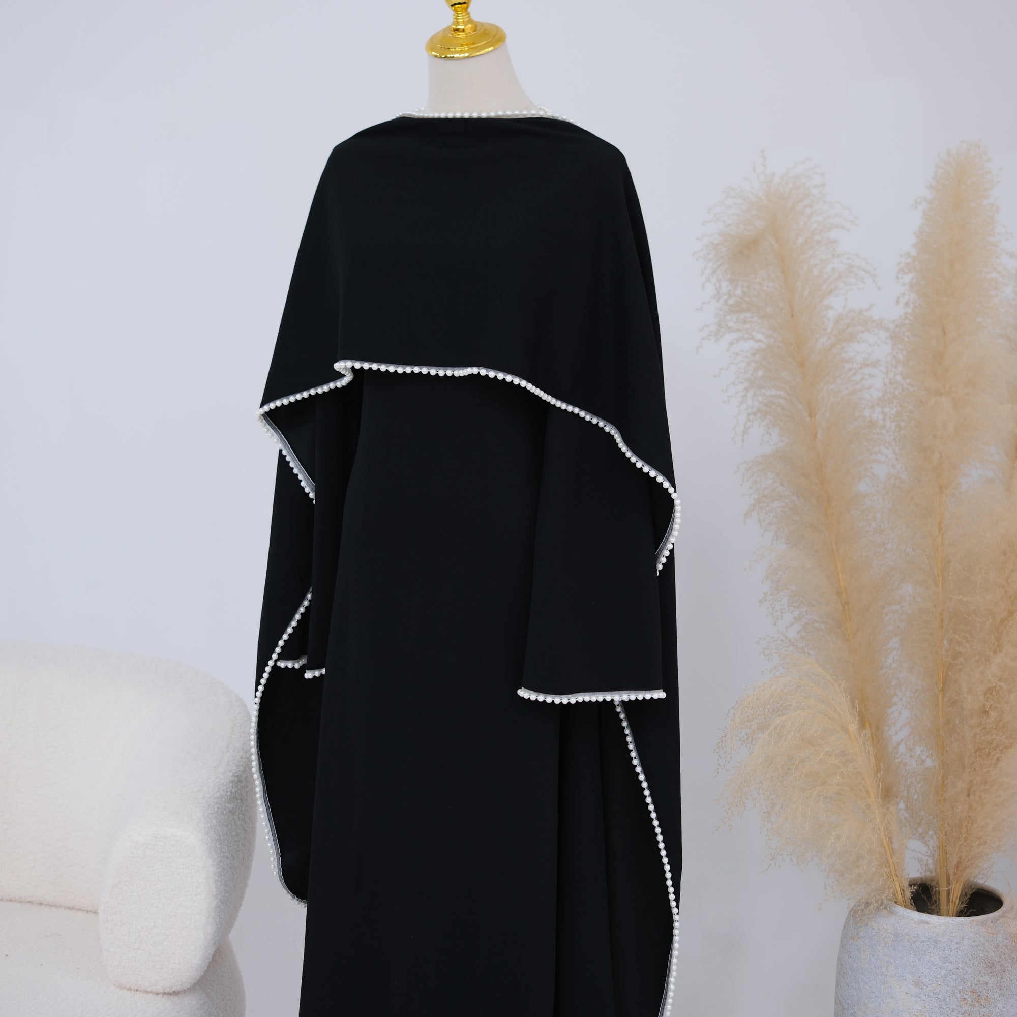 Loriya beaded shawl + long-sleeved dress LR1167