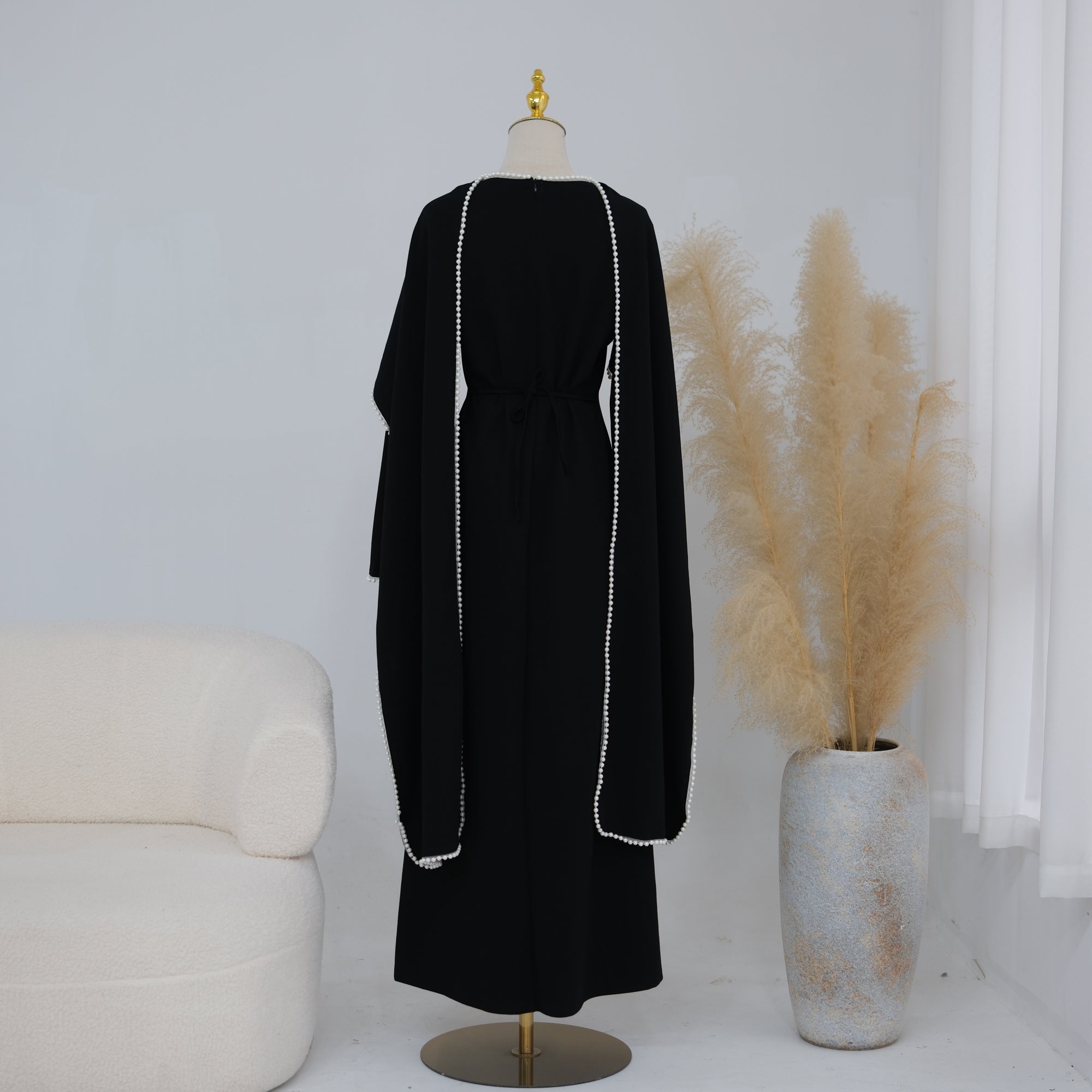 Loriya beaded shawl + long-sleeved dress LR1167