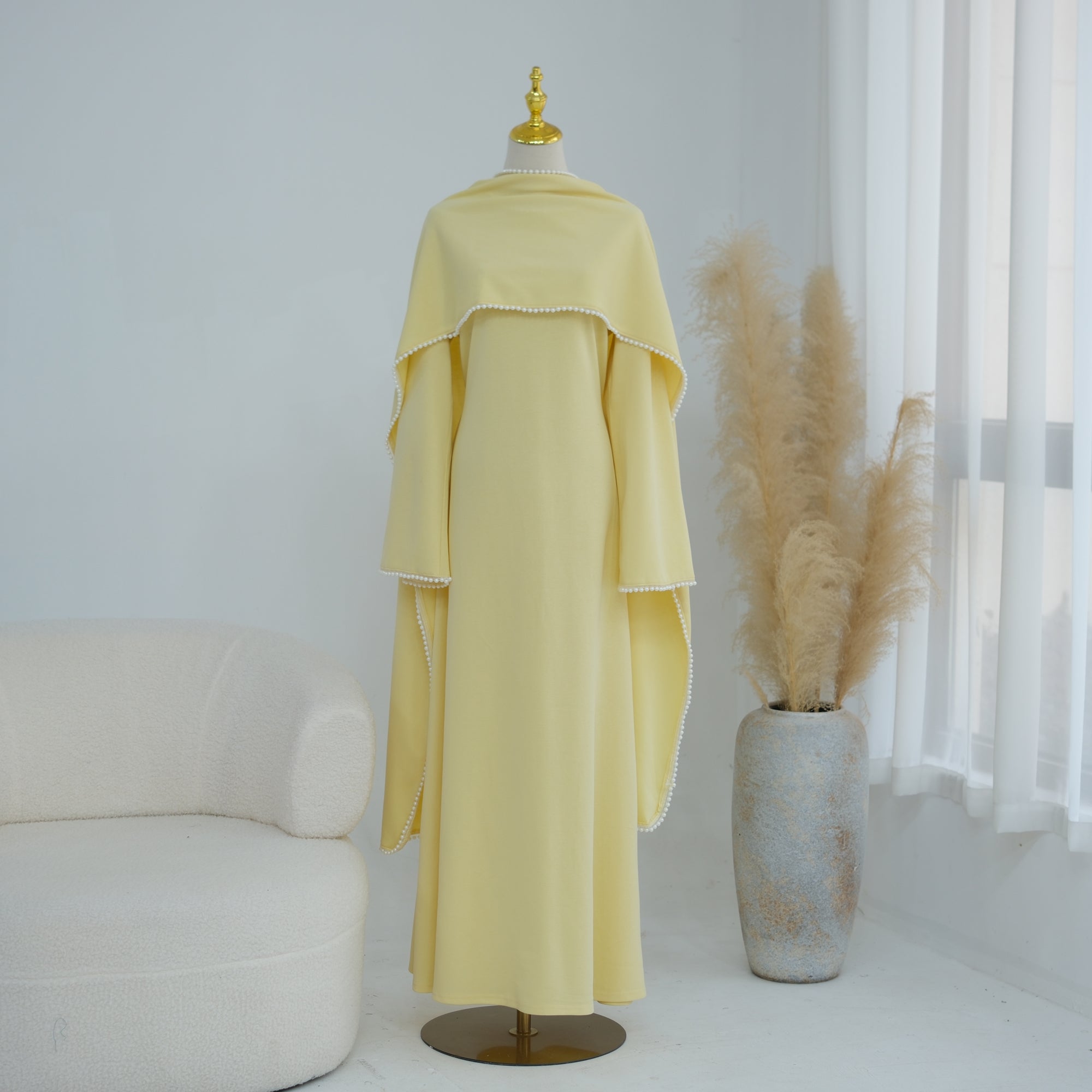 Loriya beaded shawl + long-sleeved dress LR1167