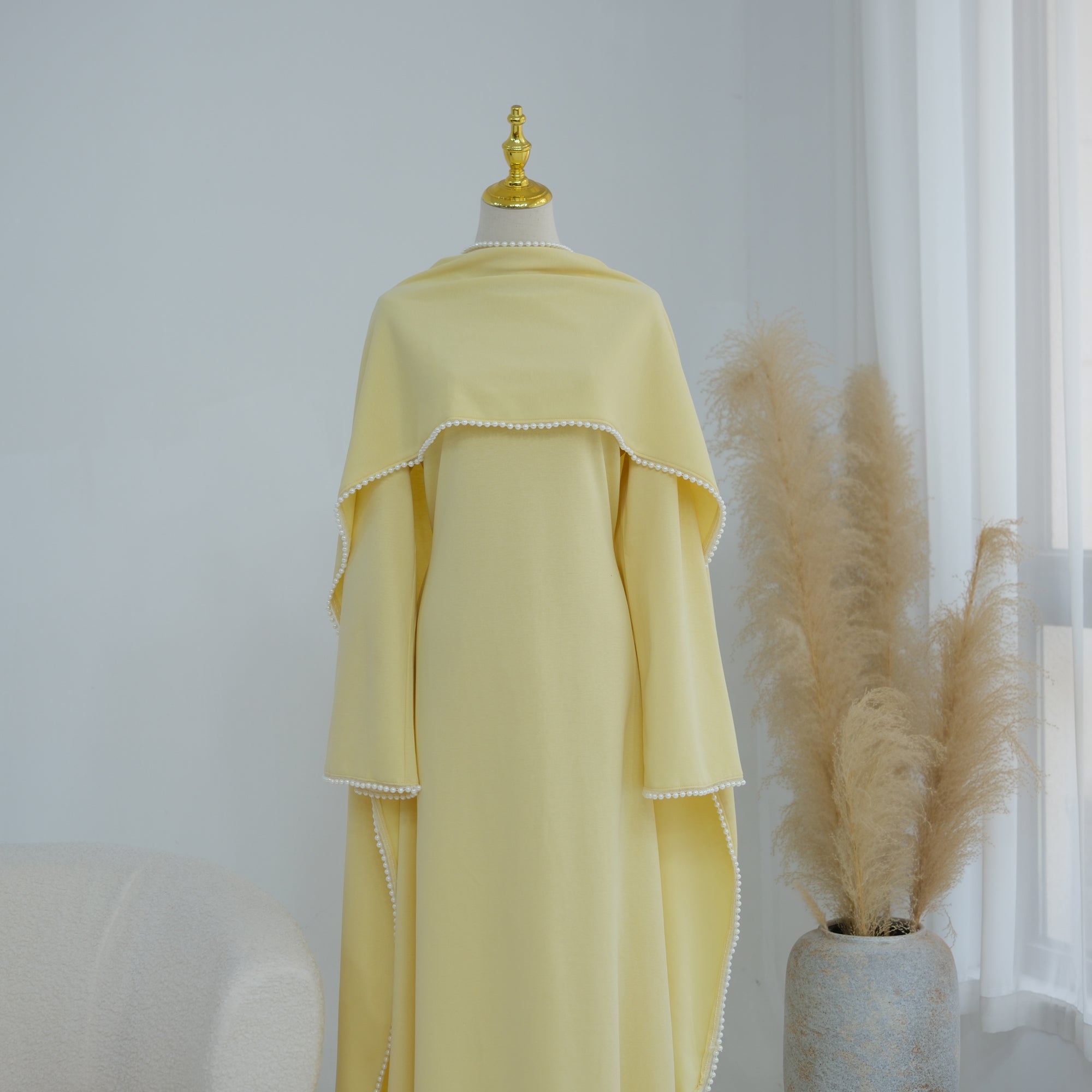 Loriya beaded shawl + long-sleeved dress LR1167