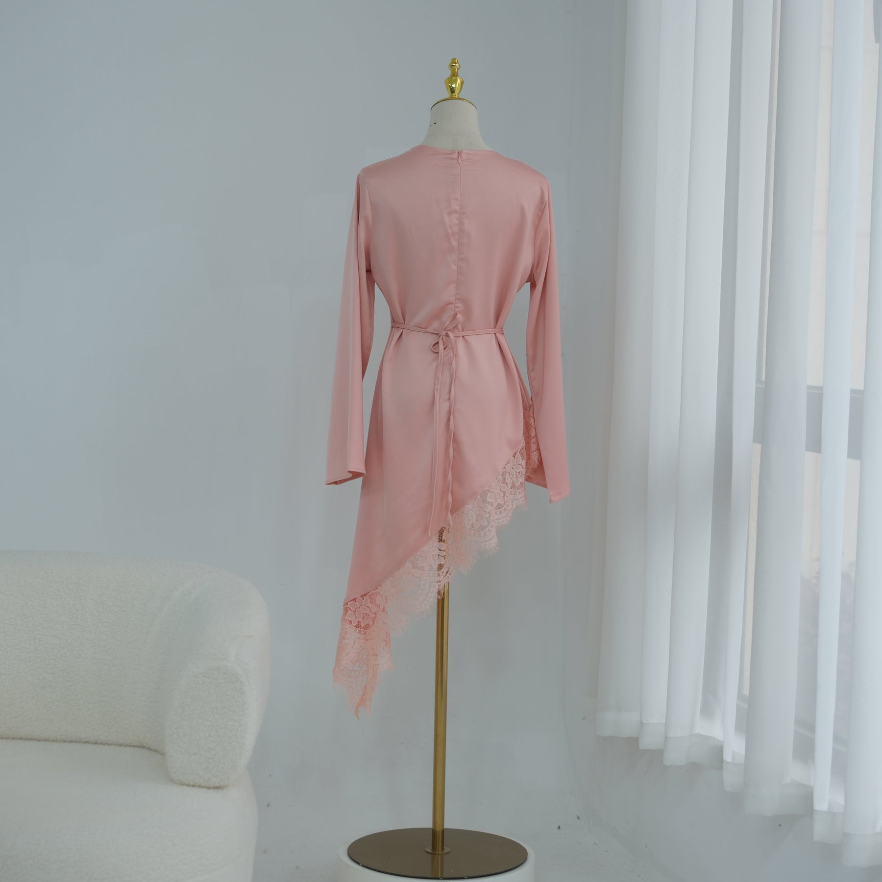 Large-size long-sleeved fashion lace patchwork long top LR1180
