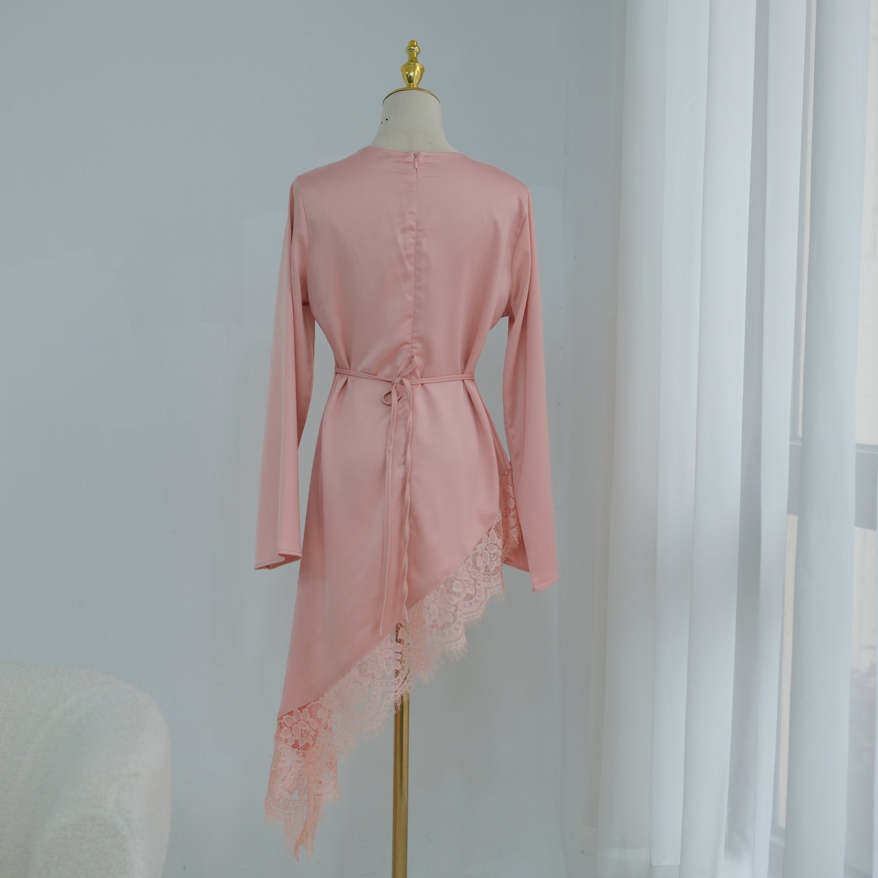 Large-size long-sleeved fashion lace patchwork long top LR1180